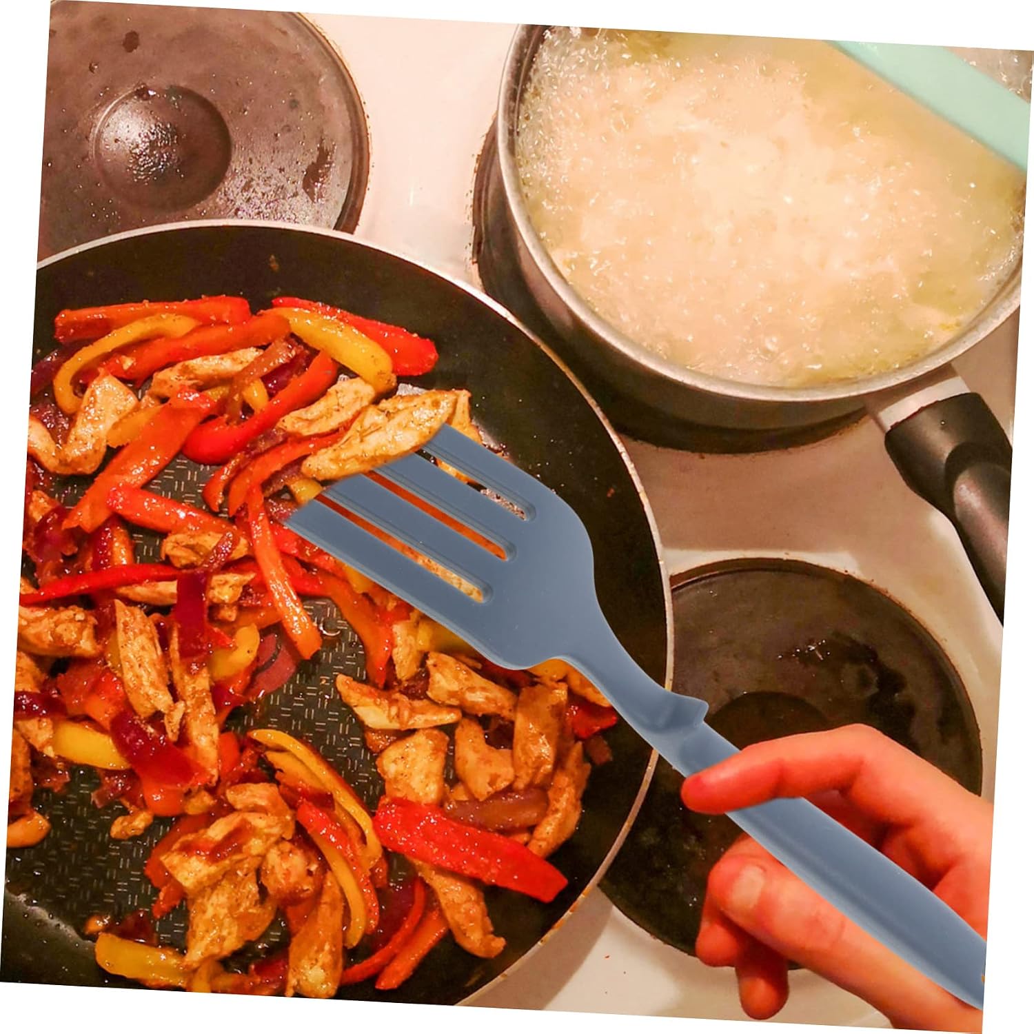 Large Silicone Cooking Fork for Pasta, Fried Noodles, Stirring
