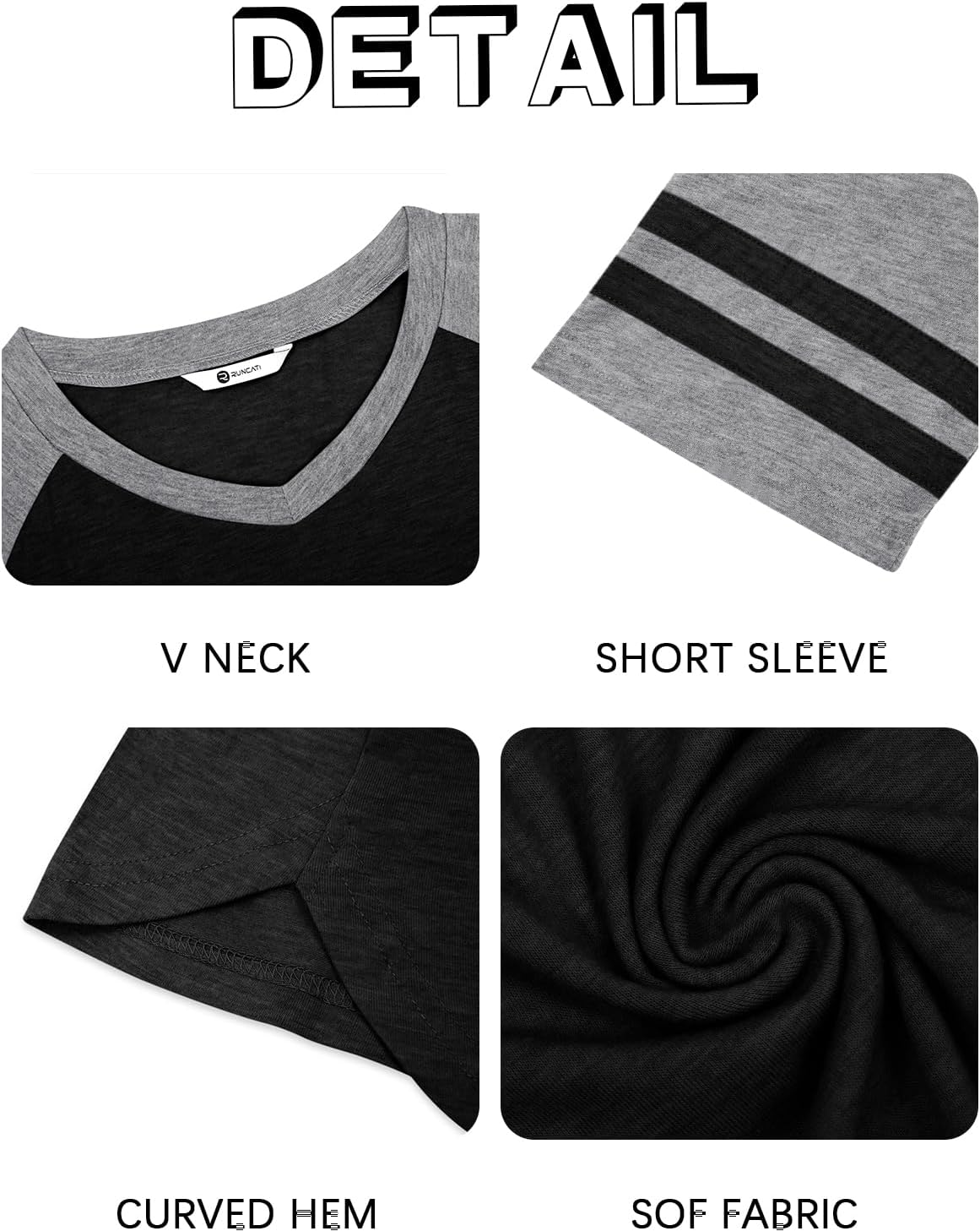 Runcati Mens Nightshirt Short Sleeve V Neck Nightgown Color Block Loose Fit Comfy Lounge Pajama Sleepwear - Image 5