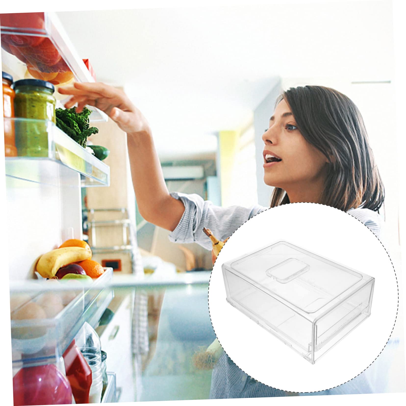 Caja Organizadora de Nevera Extraíble de Gran Resistente Antideslizante para Almacenamiento Práctico de Frutas Verduras y Alimentos Congelador y Cocina
