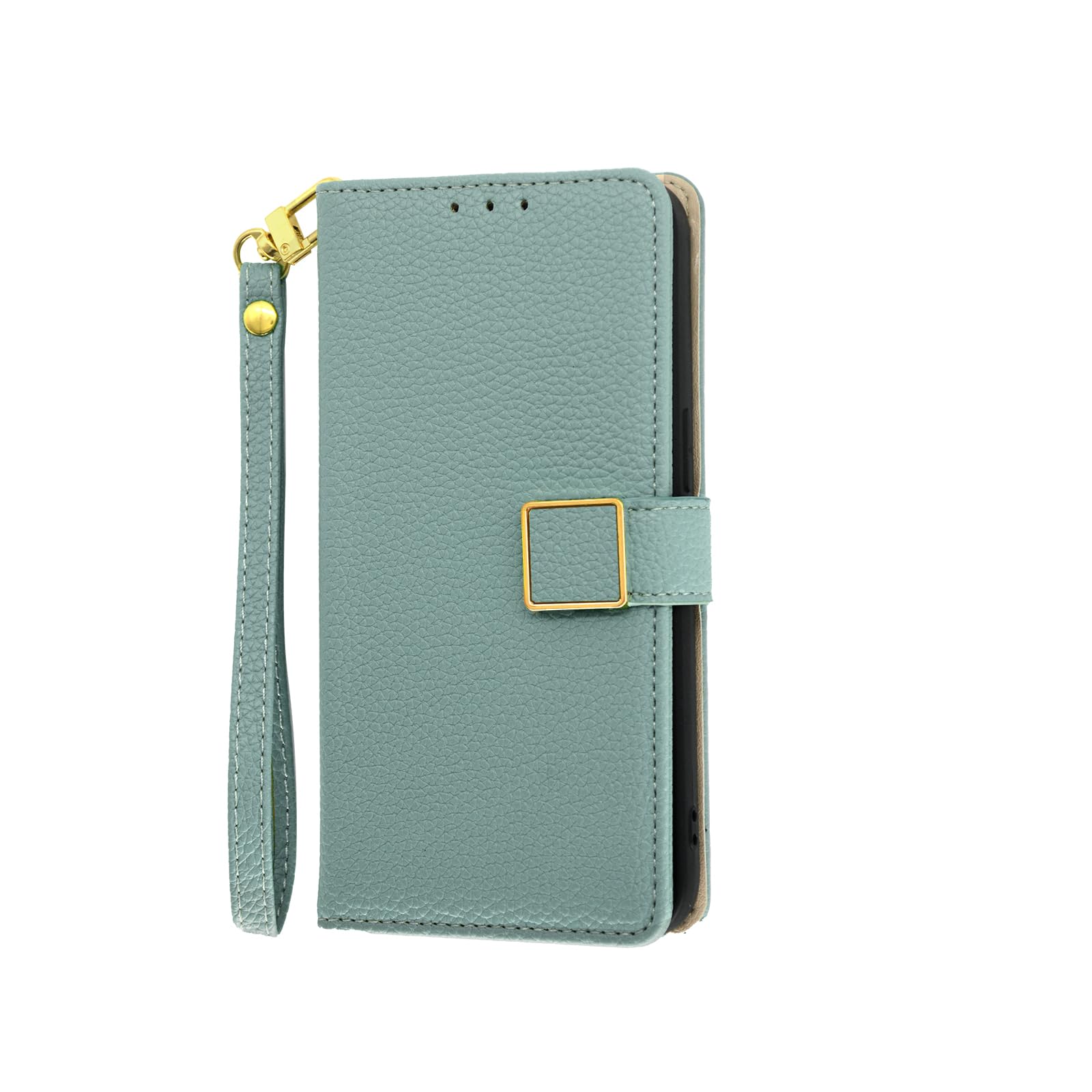 Wallet Cover Compatible with Tecno Pova 3 Flip Stand Phone Case Magnetic Closure Card Slot Wrist Strap Blue