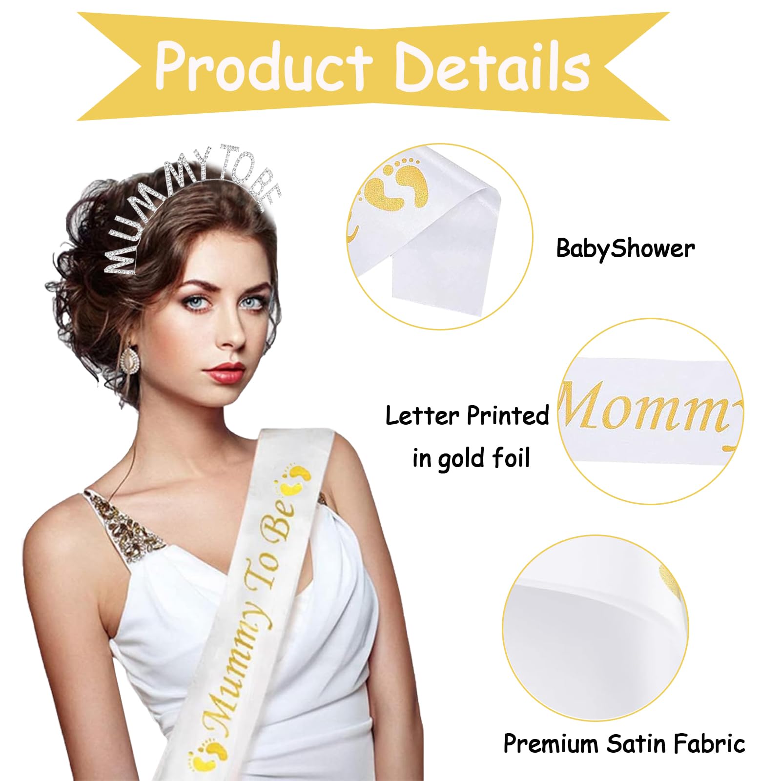 3 Piece Set Mum To Be Sash, Baby Shower Sash Mummy To Be - Image 3