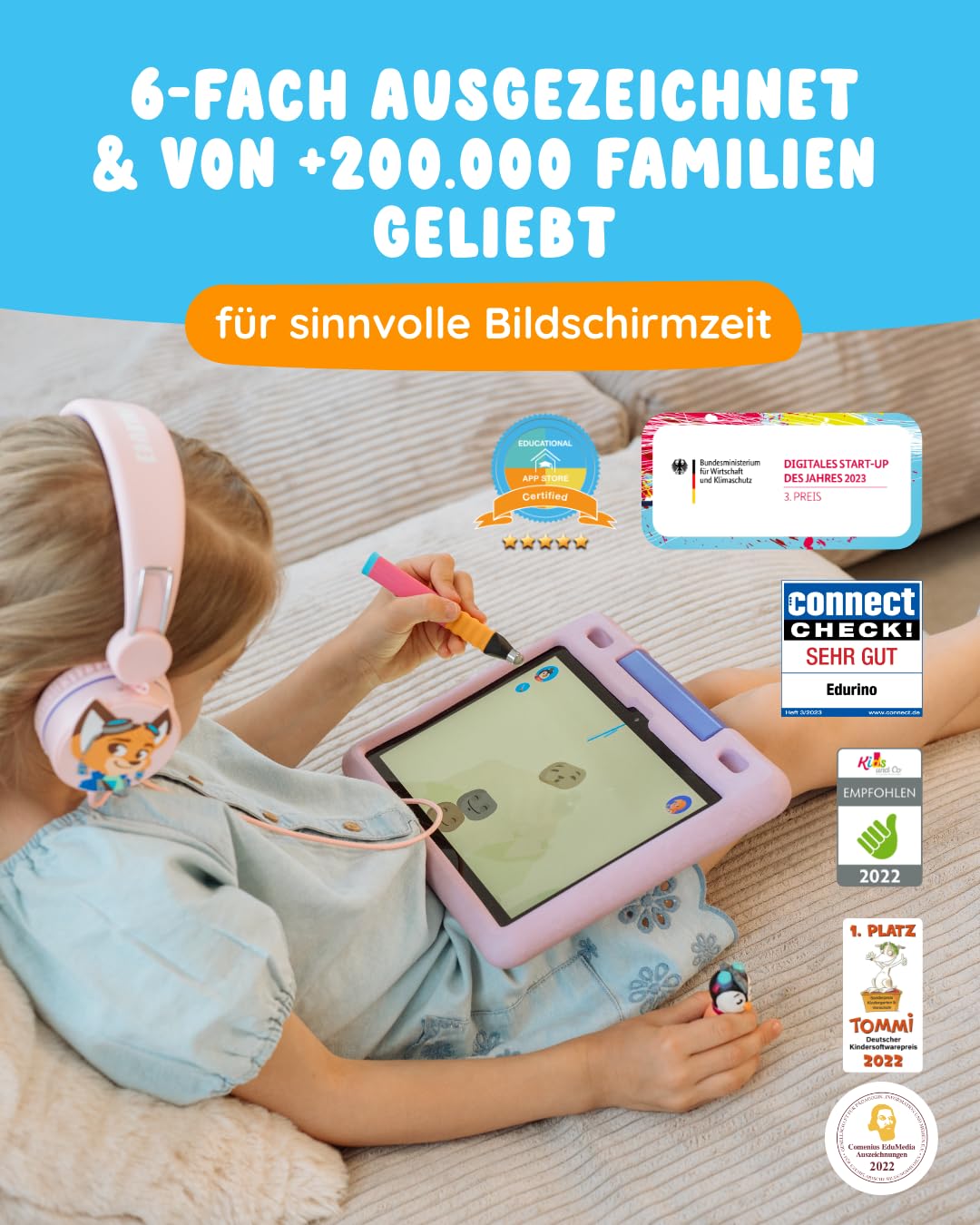 Edurino Figur Ollie Aufmerksamkeit & Konzentration ab 4 Jahren inkl. App | Innovatives und digitales Lernspiel | Aufmerksamkeit aufrechterhalten | Zuhören & Beobachten | Konzentration & Gehirntraining