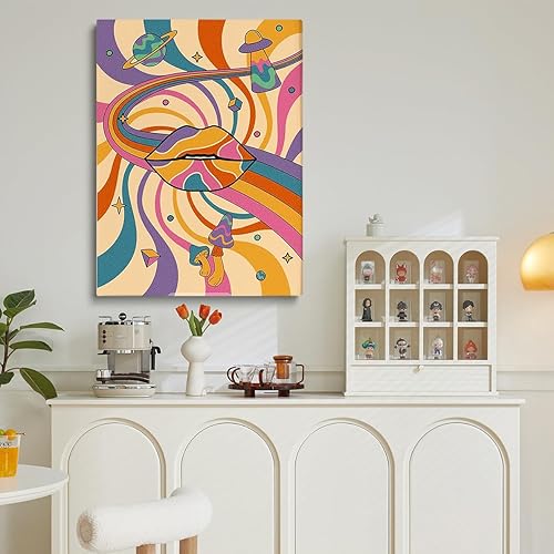 Miniatura 2 de Lienzo psicodélico de los años 70, diseño retro Groovy de los años 70, arte hippie de los años 70, decoración hippie retro de los años 70,