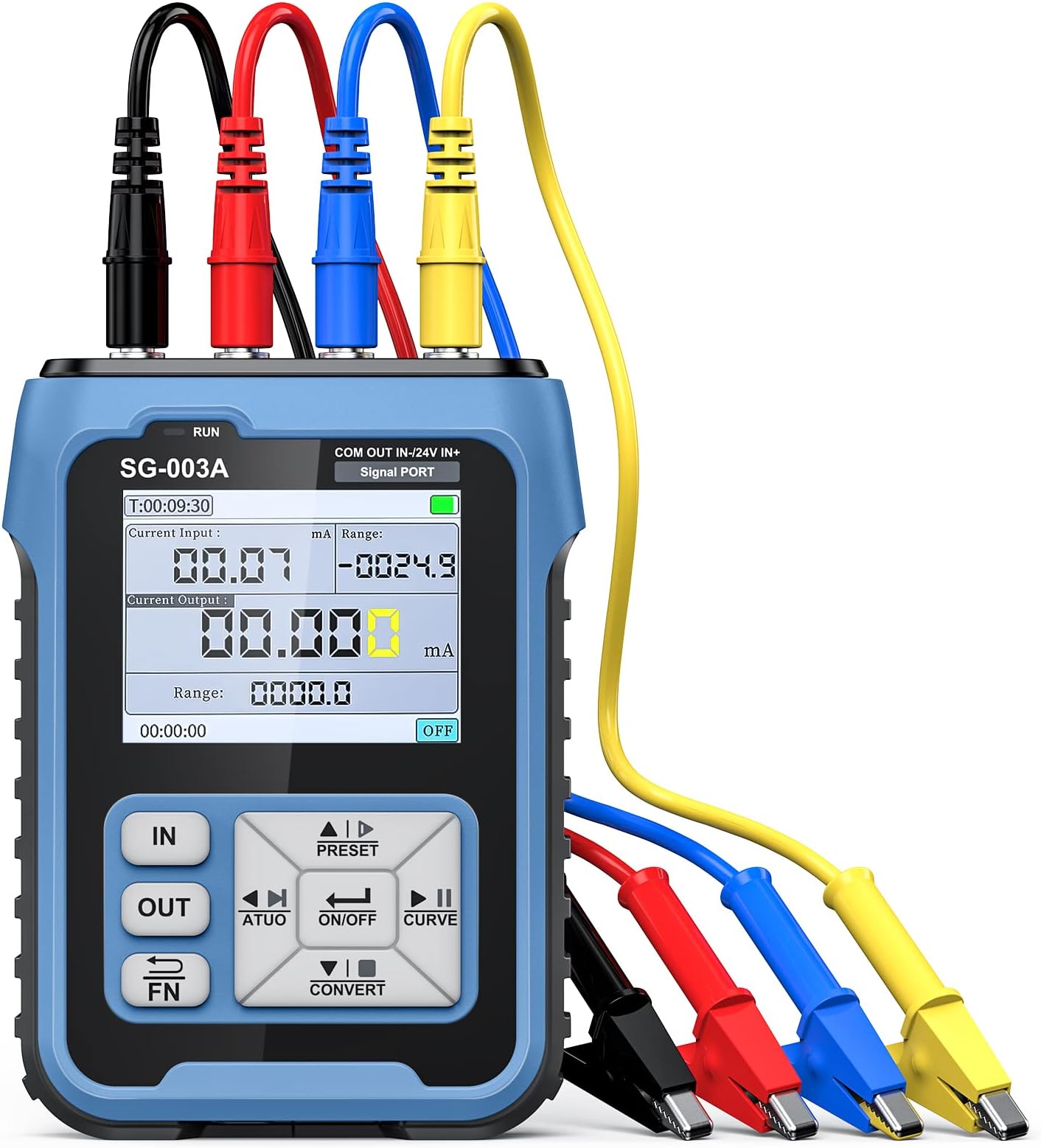 Riiai - Upgraded 4-20mA 0-24V current signal generator, current voltage adjustable analog simulator, real-time curve, multiple signal types, 3000mAh USB rechargeable,