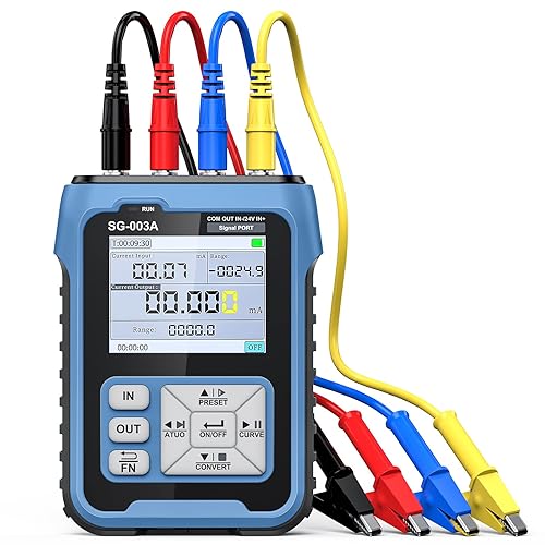 Riiai SG003A 4-20mA 0-24V Current Signal Generator, Current Voltage Adjustable Analog Simulator, Real-time Curve, Multiple Signal Types, 3000mAh USB Rechargeable, Preset Value, for PLC Testing