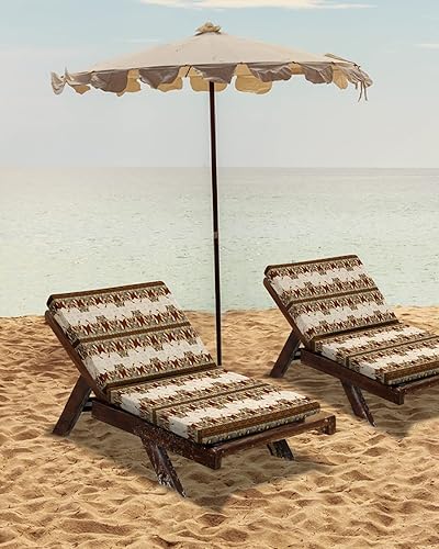 Miniatura 7 de Anzona Paquete de 4 fundas de cojín para silla, extraíbles, impermeables, geométricas marrones, fundas de cojín para asiento, diseño étnico retro