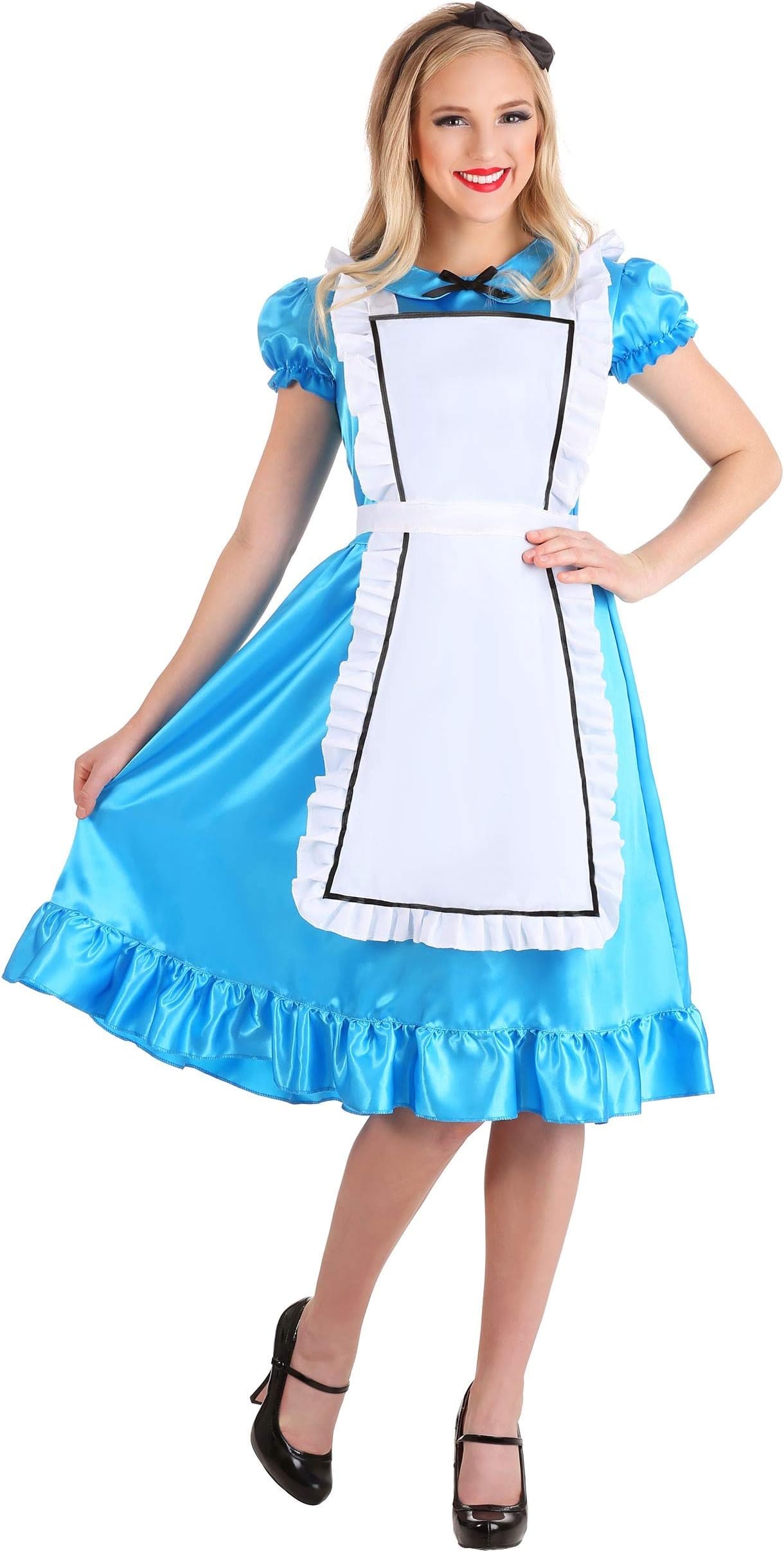Fun CostumesWonderful Alice Costume for Women, Polyester Dress with Apron and Headband
