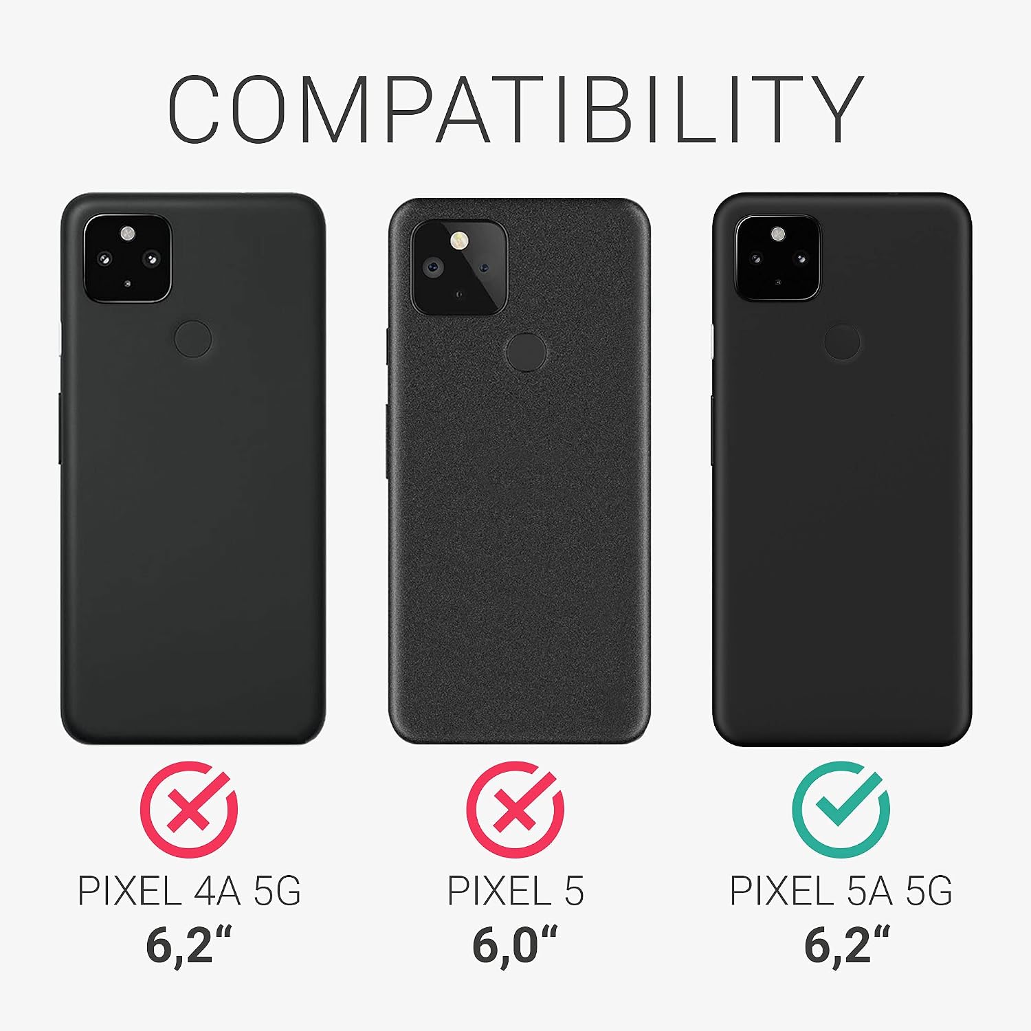 kwmobile Fabric Case Compatible with Google Pixel 5a 5G - Case Hard Protective Phone Cover with Material Texture - Light Grey