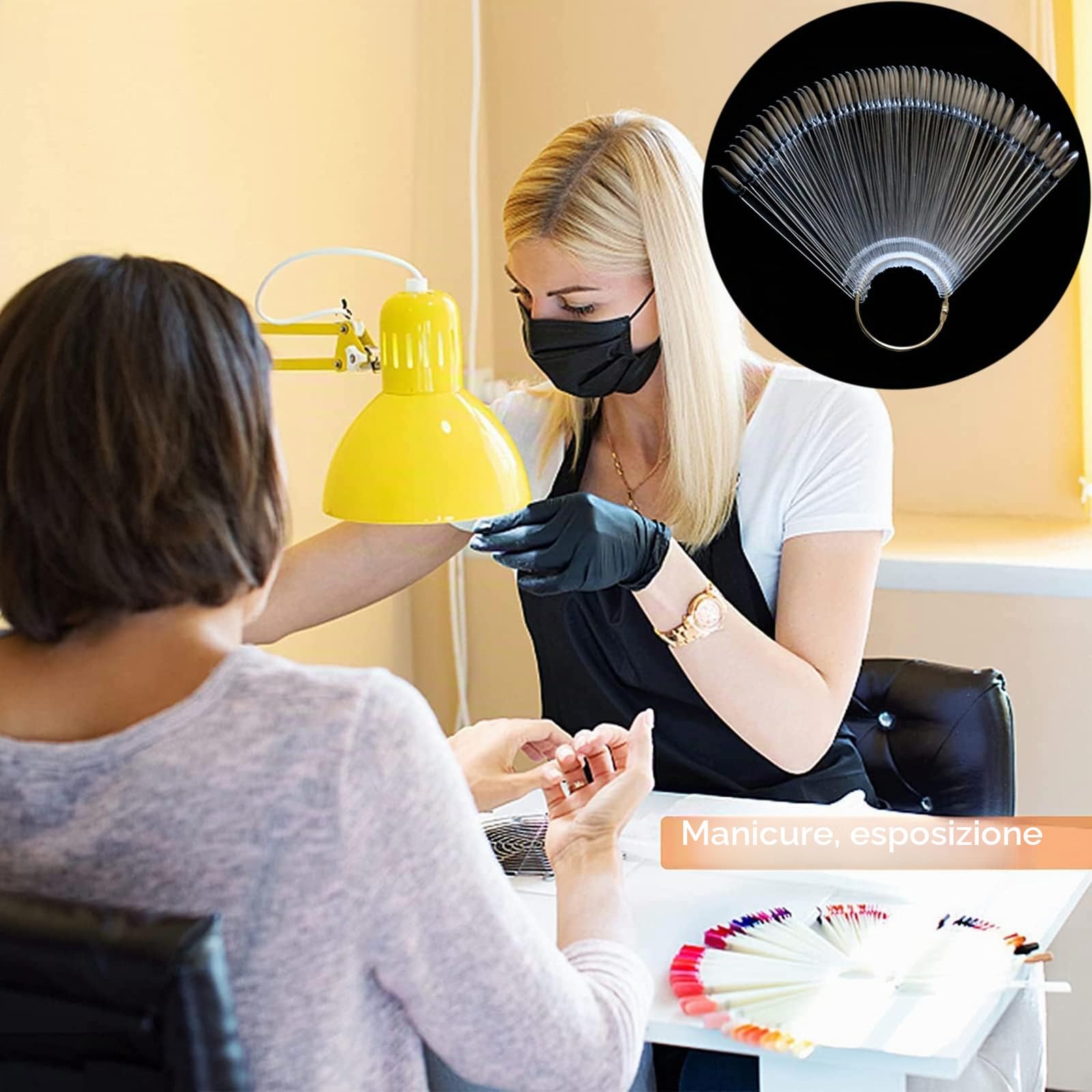 Unghie Finte per Espositore, per Prova Smalto, Mensola per Ventola Finta con Anello in Metallo