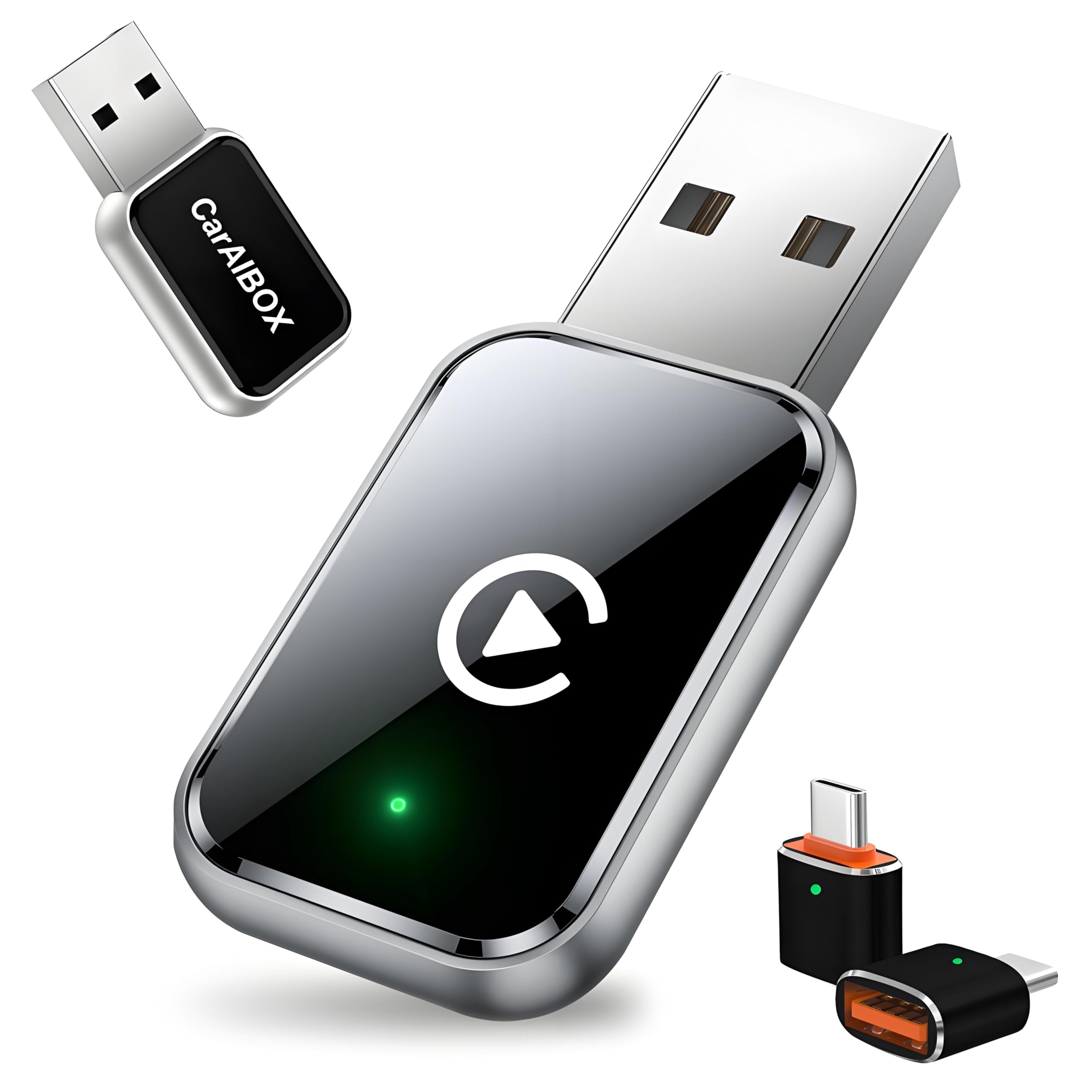 Bezprzewodowy adapter CarPlay do iPhone'a, konwertuj przewodowy na bezprzewodowy adapter Apple CarPlay, Plug & Play, bez opóźnień i stabilne sterowanie, mini rozmiar, USB i USB-C/typ C do samochodów