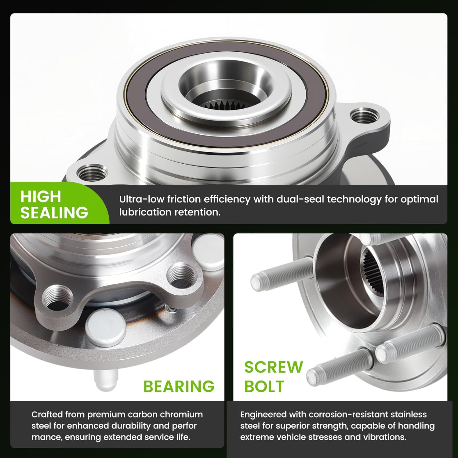 512460 Front/Rear Wheel Hub and Bearing Assembly for 2011-2019 Ford Explorer, Police Interceptor Utility with 5-Lug/ABS Sensor Front/Rear Wheel Bearing and Hubs Assembly Replacement