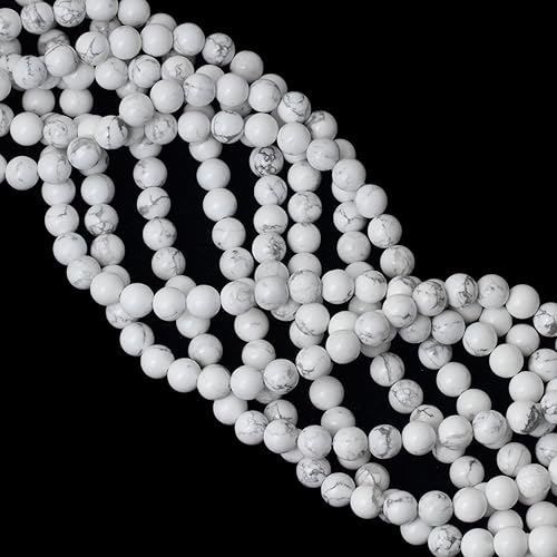 Miniatura 4 de Cuentas redondas Aventurina de color rosa natural de 0.315" para bisutería y bricolaje, 45 unidades, 1 cordón de 15", Blanco (White Howlite), 8mm