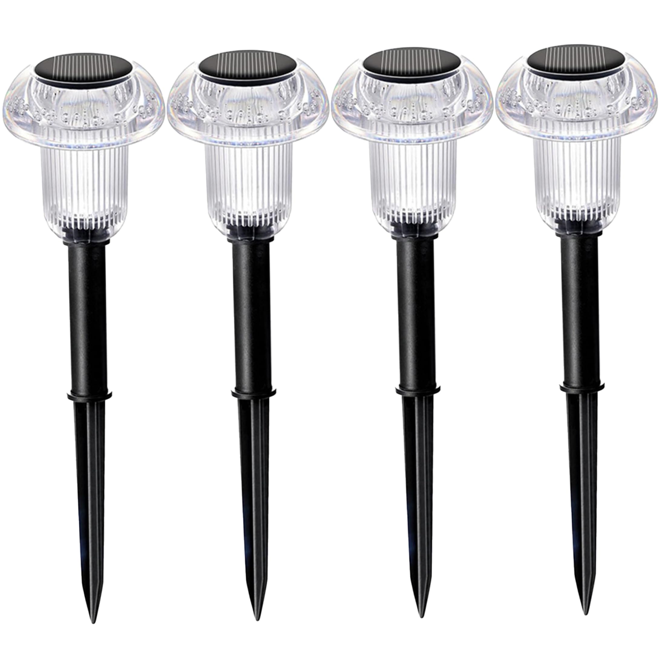 Nukinp Solar Lawn Lights, 4 Pack LED Solar Mushroom Lights with Stake Waterproof Mushroom Decor for Pathway Yard Garden Outside, Warm White