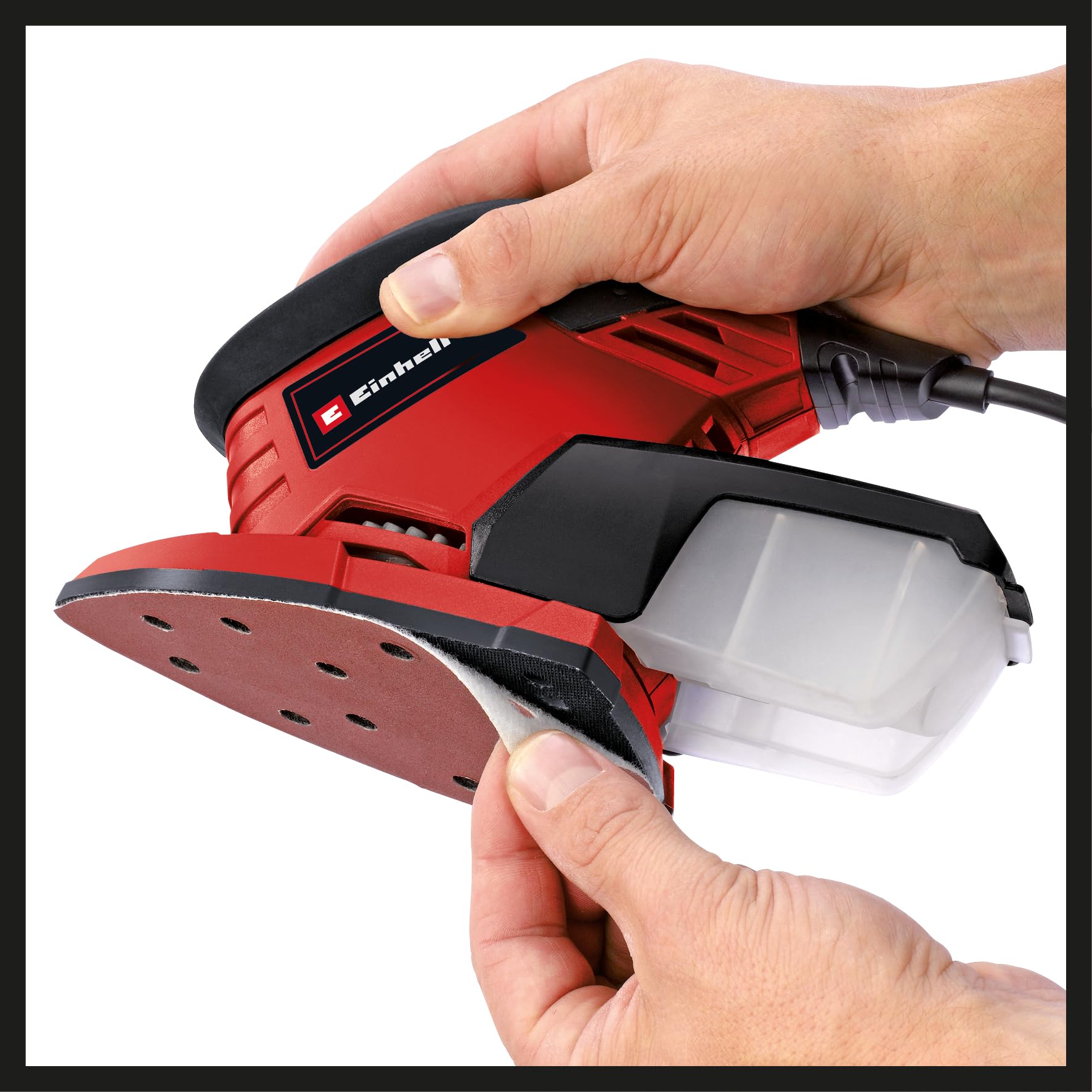 Einhell TE-OS 1320 LEVIGATRICE ORBITALE PALMARE (tensione 220 V, potenza 130 W, oscillazioni al min. 24000, ampiezza oscillazioni 2 mm, platorello 150 x 150 x 100 mm, Inclusi 3 fogli carta abrasiva)