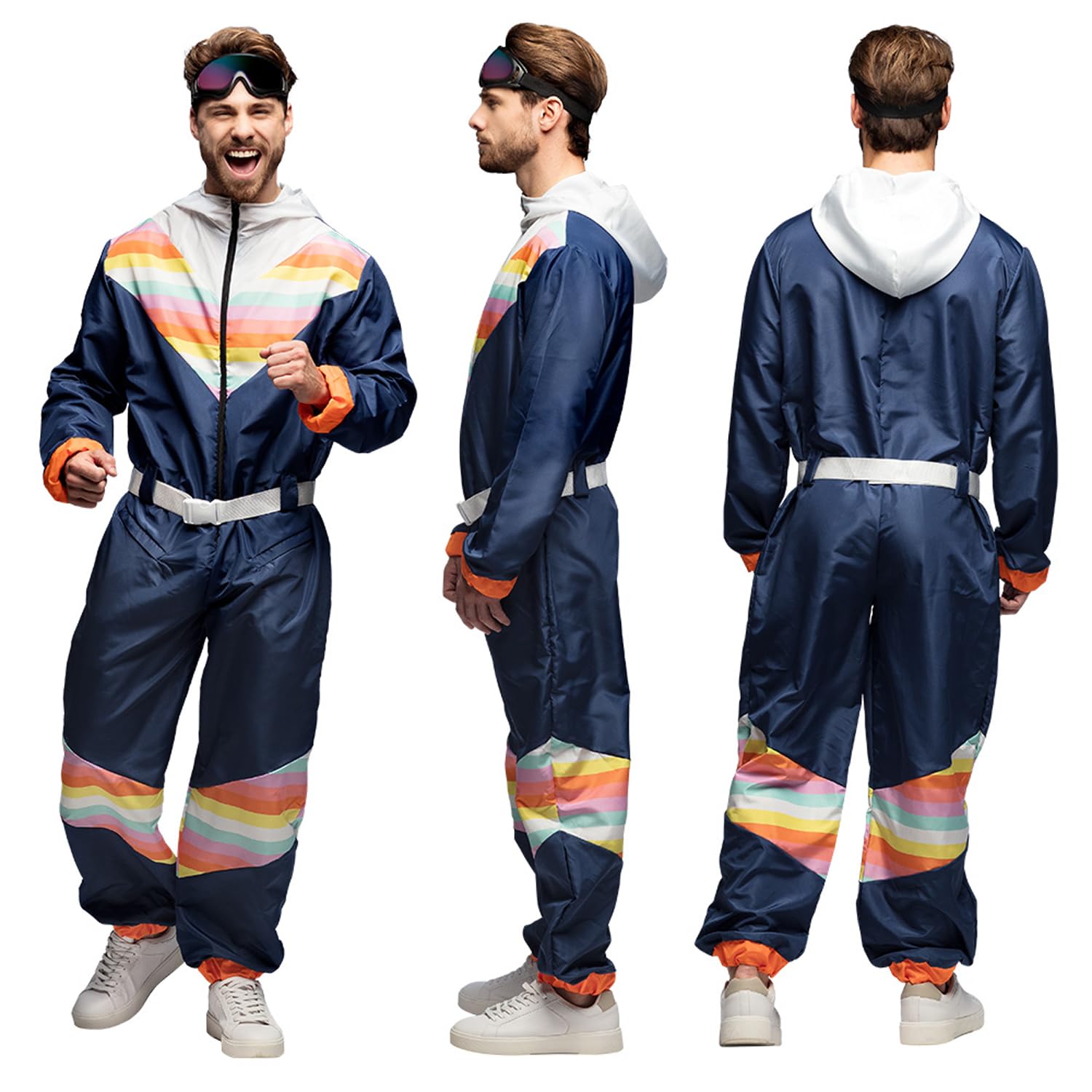 Boland - Tuta da sci per uomo, costume in maschera per feste a tema, Halloween o carnevale, travestimento anni '80