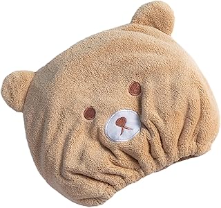 Gorro de Secado de Cabello Rizado, Gorro de Toalla para Cabello Mojado | Gorro de Secado con diseño de Oso de Dibujos Anim...