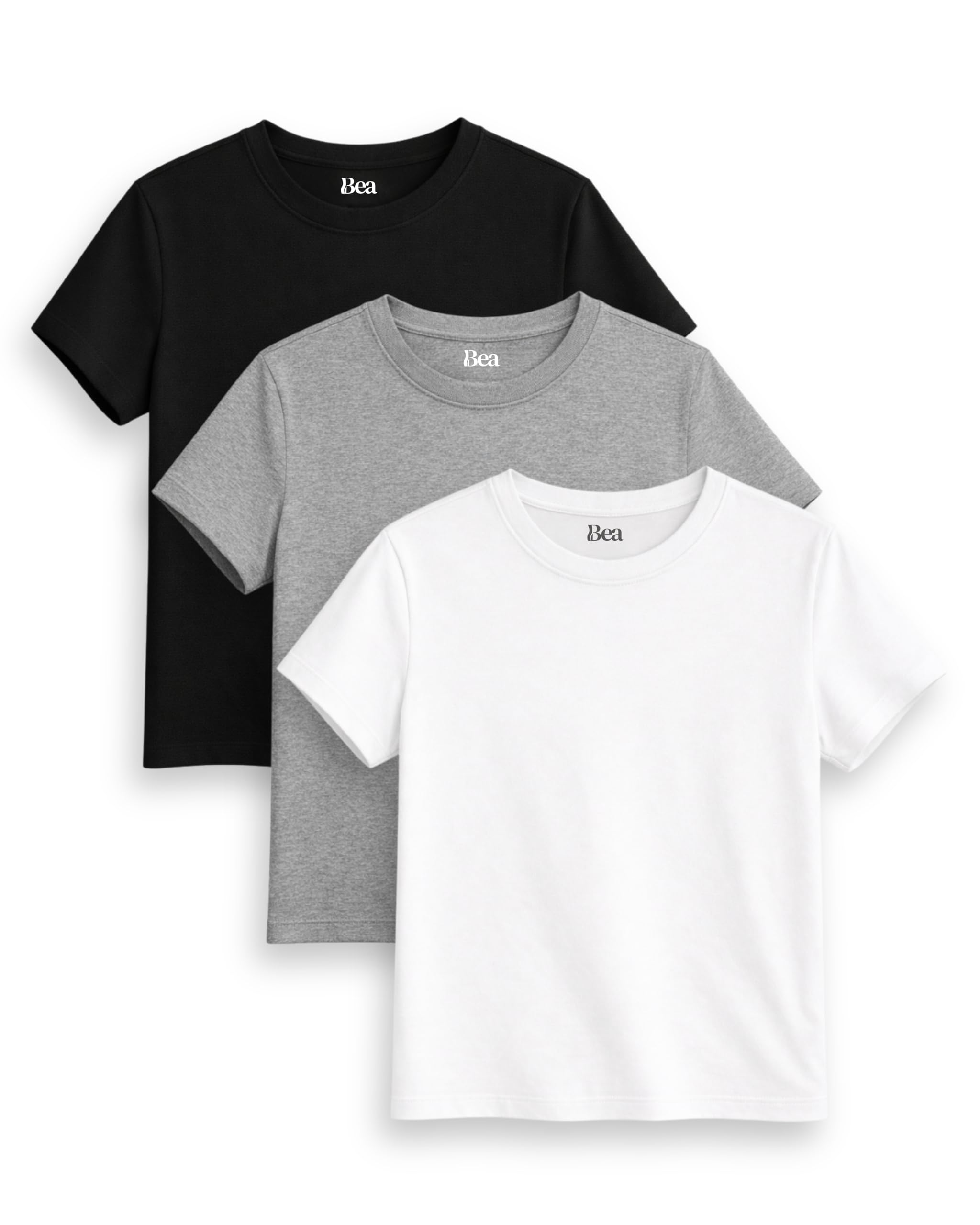 Bea 3er Pack T Shirt Damen Besonders Weich | Entspannte Reguläre Passform, Mittleres Gewicht, 100% Baumwolle Tshirt Damen