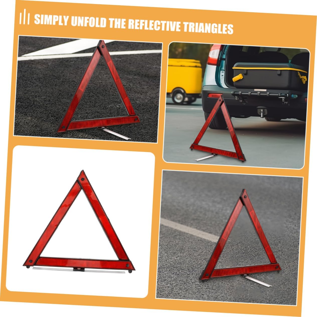5pcs Car Safety Reflective Warning Triangle Foldable Roadside Sign Kit Car Safety Accessories Dot for Trucks