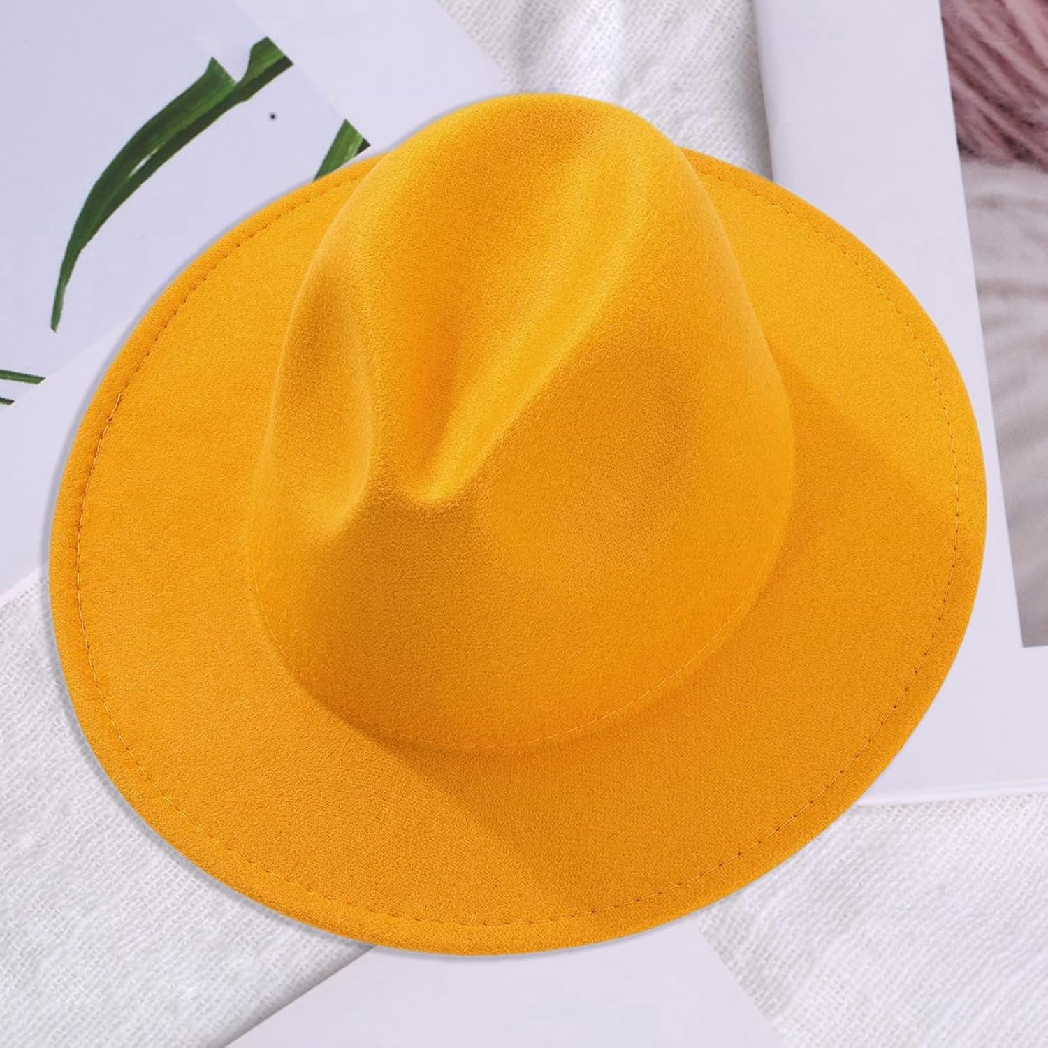 Women Men Fedora Hat Wide Brim Felt Panama Cap Jazz Hat for Dress-up/Themed Costume Party/Cosplay Accessory