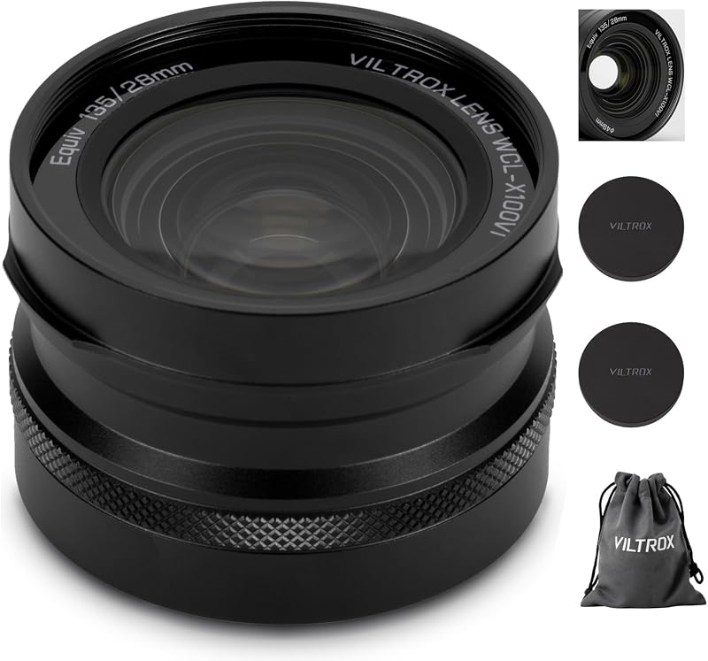 WCL-X100VI Wide Conversion Lens for Fuji X100 Series Camera, 0.8X Wide Angle Auto Recognition Lens for Fujifilm X100VI, X100V, X100F, X100S, X100 Cameras