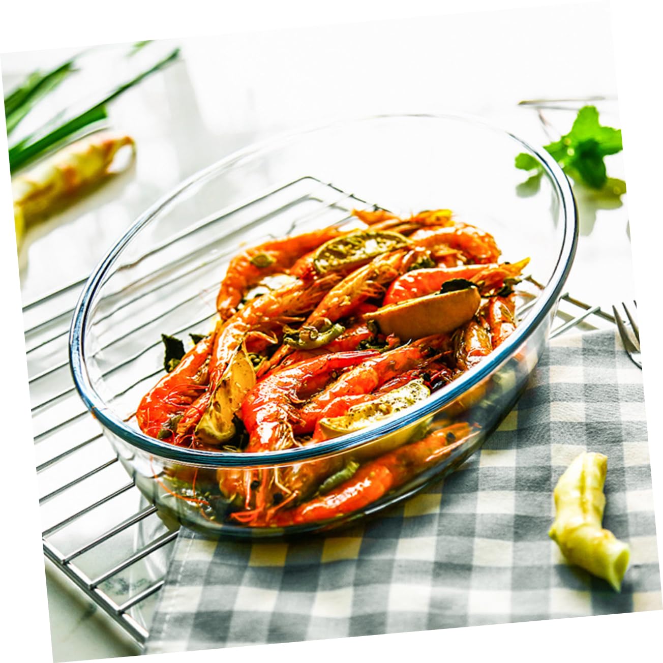 Plat de Cuisson Ovale en Verre Blanc, Compatible Micro-ondes