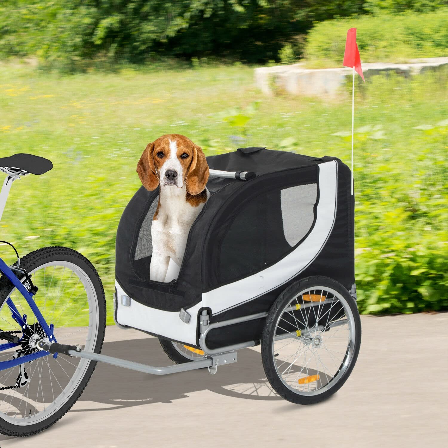 FAXIOAWA Rimorchio per Bicicletta per Animali Domestici in Acciaio da Viaggio Resistente all'Acqua per Cani e Gatti, Nero