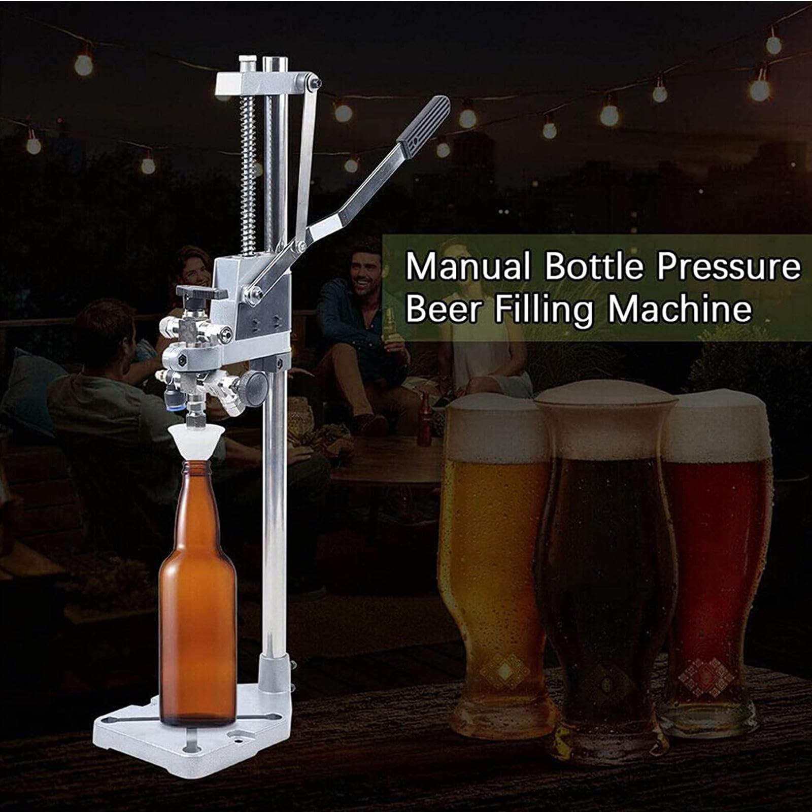 Llenadora de Botellas de Cerveza, Llenadora de Botellas de Contrapresión, Llenadora de Botellas de Cerveza/Vino de Acero Inoxidable, Máquina de Llenado Manual para Botellas Vidrio/enrevesadas