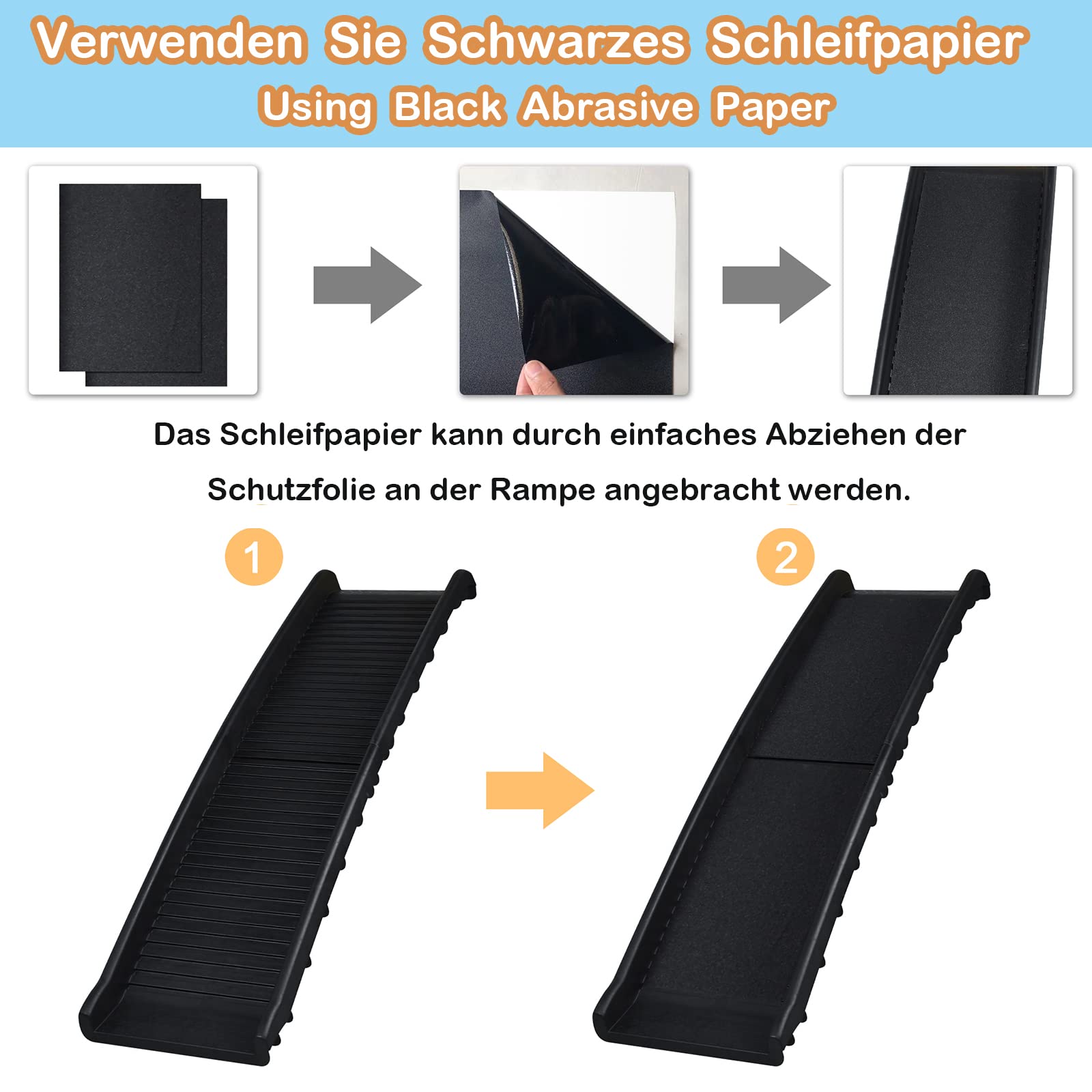 Rampa Per Cani Pieghevole Per Auto - Supporta Fino A 90 Kg, Antiscivolo, Nero - Foto 10