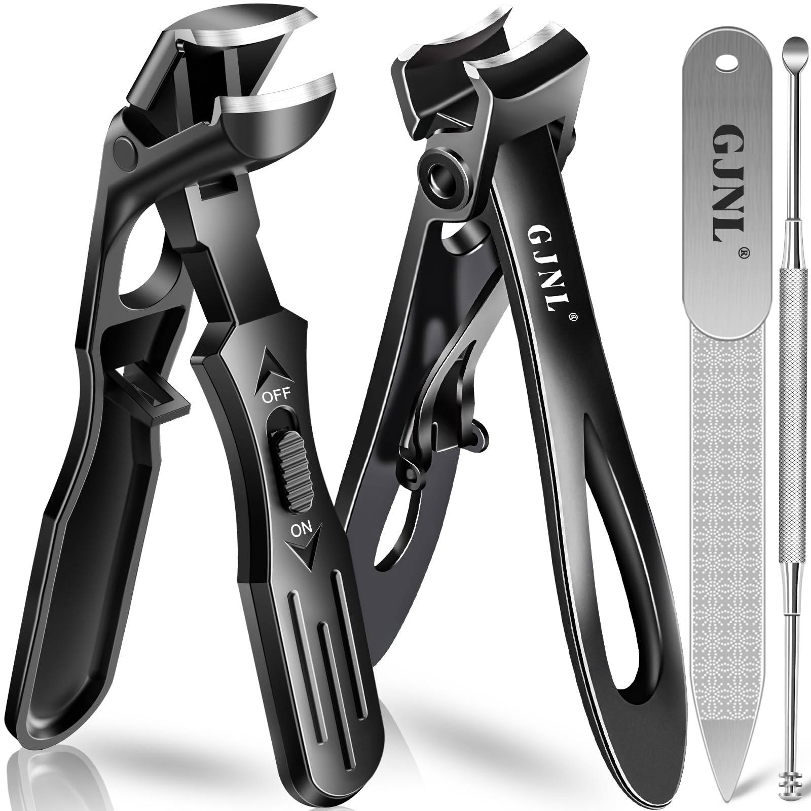 Toenail Clippers for Seniors Thick Toenails, 4PCS Nail Clippers Set Black