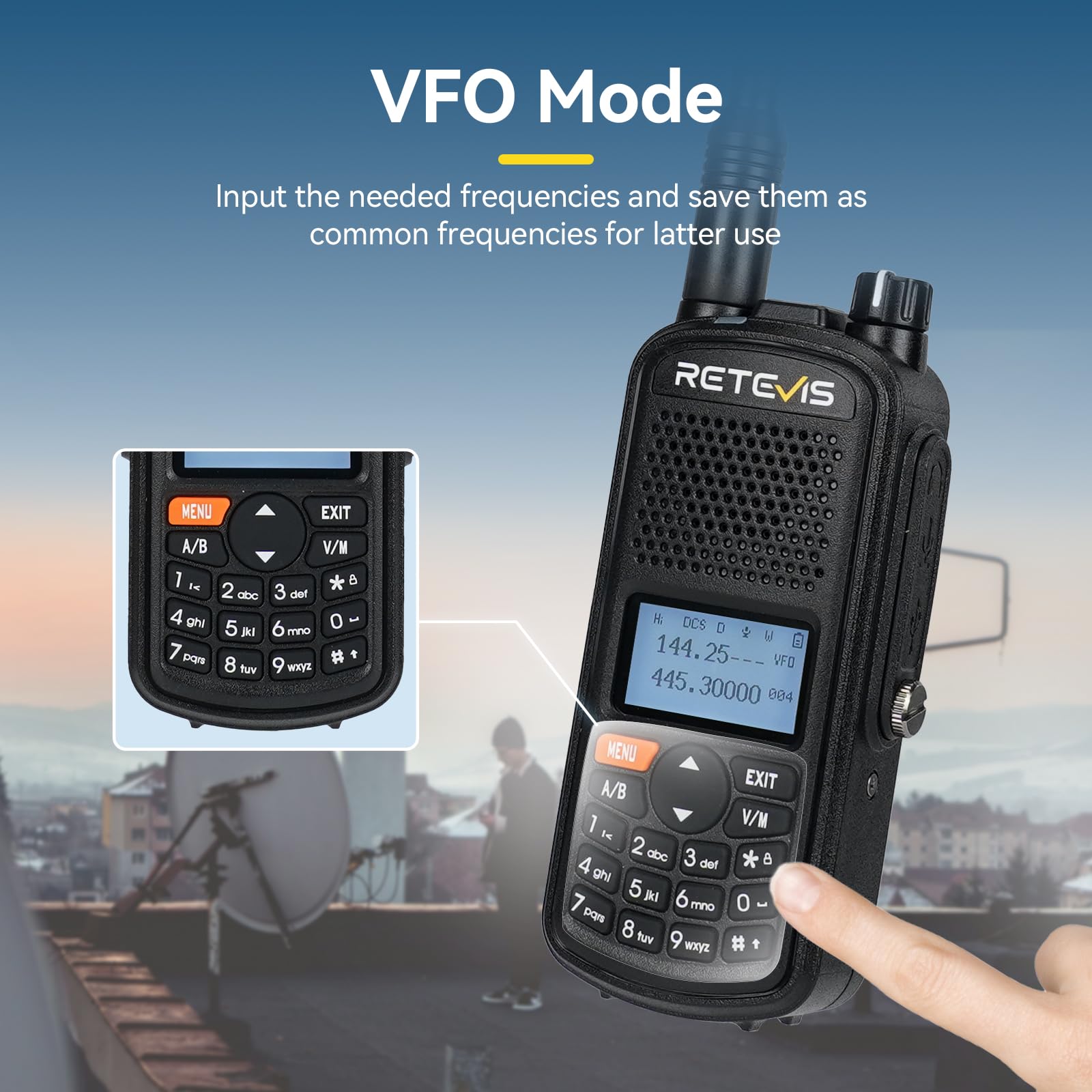 Retevis A61 Radios Amateurs, Radio Double Bande, Talkies Walkies Etanches IP67, Bande 2 m/70 cm/FM/AM, Batterie 2200 mAh, Sub PTT, Radios Bidirectionnelles de Chargement USB-C (2 Pièces)
