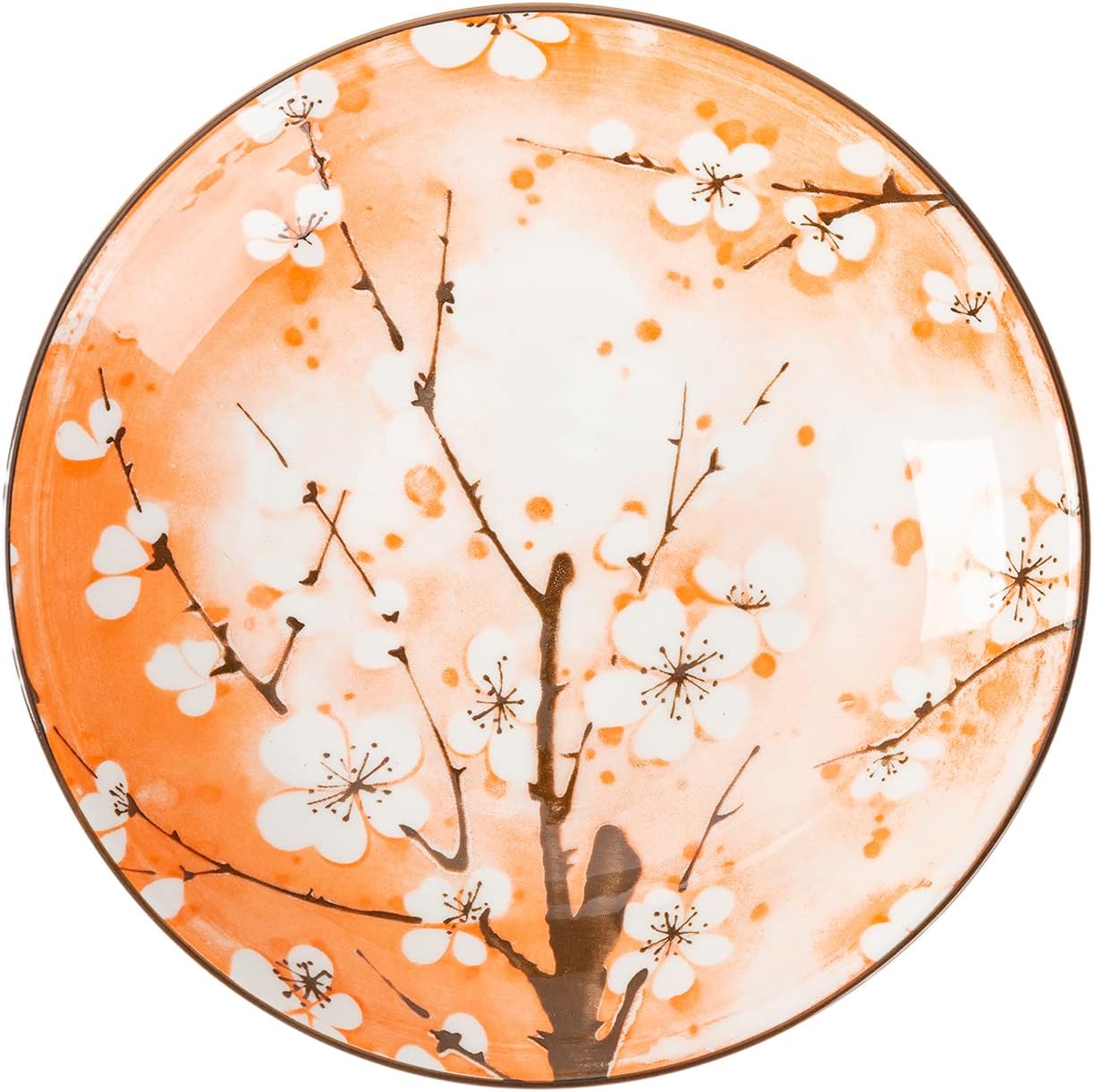 TJ Global Set of 4 Japanese Pottery Ceramic 7 Inch Plates for Any Meal and Any Dish, Japanese Dinnerware and Tableware Comes in Assorted Colors with Cherry Blossom Design