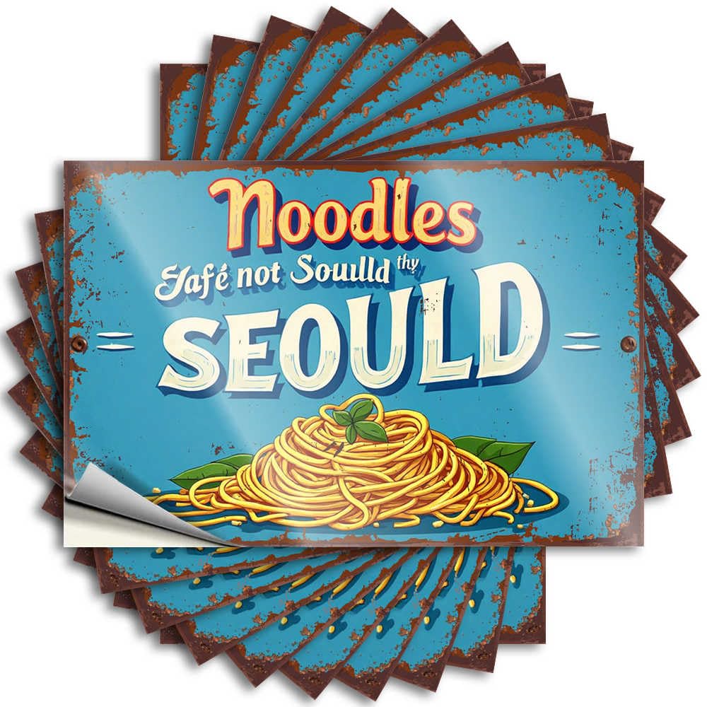 Vintage Noodle Sign: A Culinary Journey to Seoul Quote Cool Bedroom Accessories | Winter Tumbler Removable Decal Pack(6X9CM)