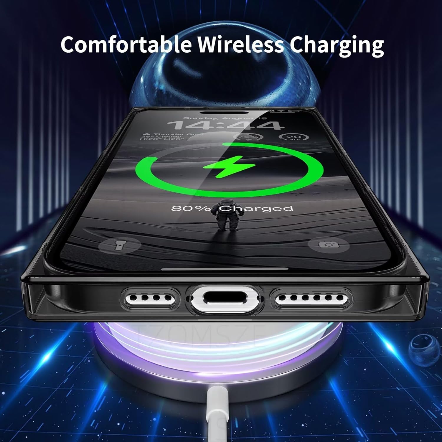 Tzomsze Case Compatible with iPhone Pro Max Clear Case,Camera Protection,Reinforced Corners TPU Slim Shockproof Case Cover for Women Girls 6.9 inch-Transparent Black - Image 5