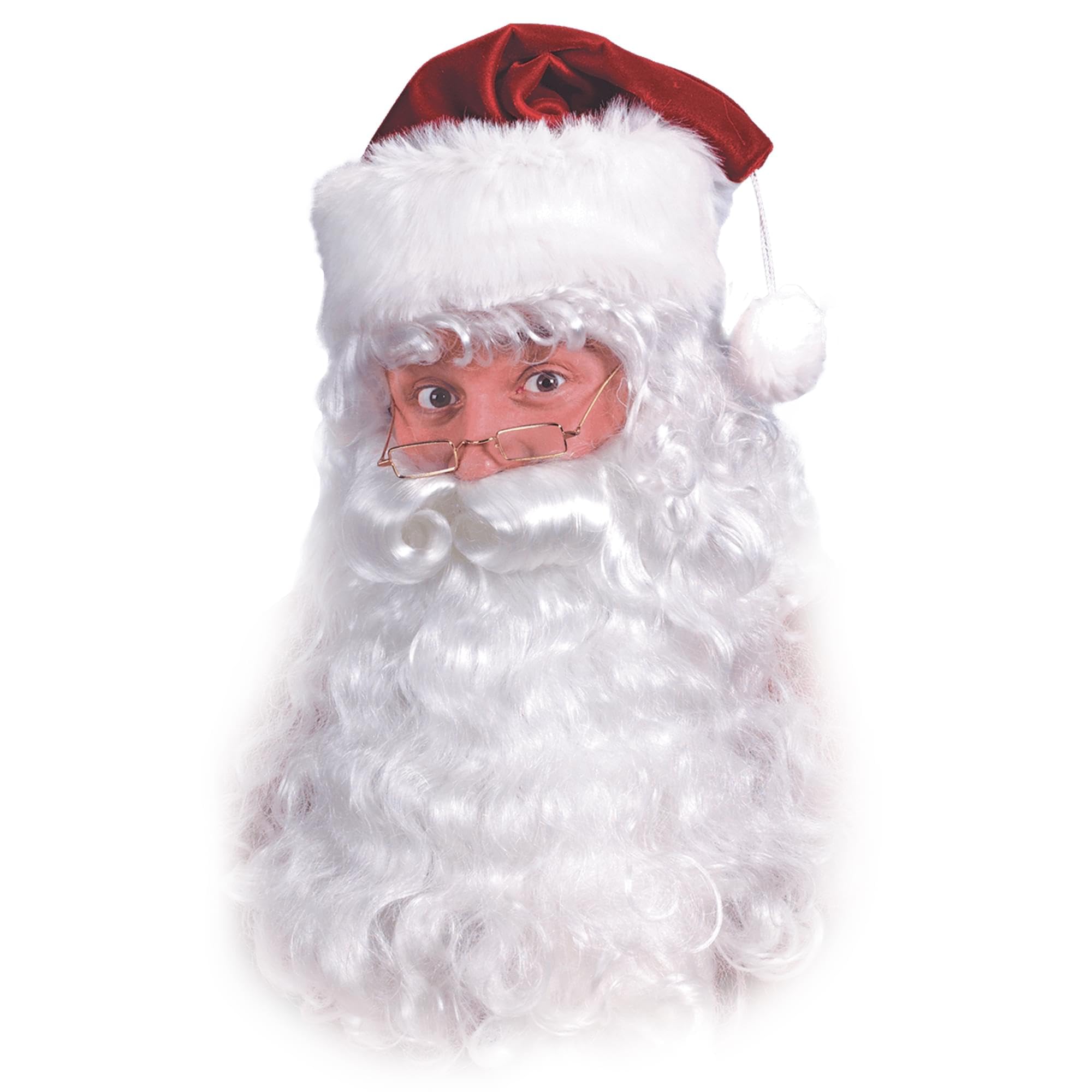 Fun World Costumes Men's Quality Santa Beard and Wig Set, white