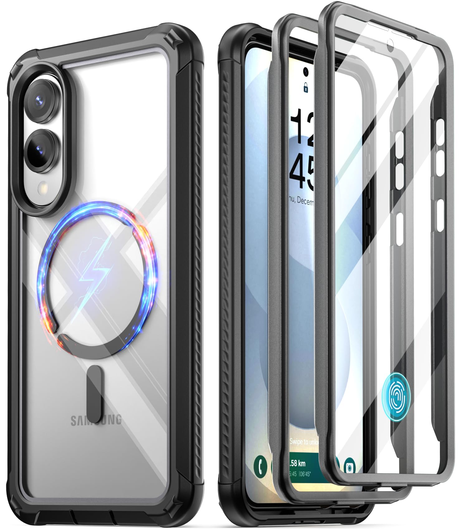 Poetic Guardian Case for Galaxy S25 Edge 5G 6.7 inch (2025), [Magnetic Ring Stand] Built-in Screen Protector [Work with Fingerprint ID] Full Body