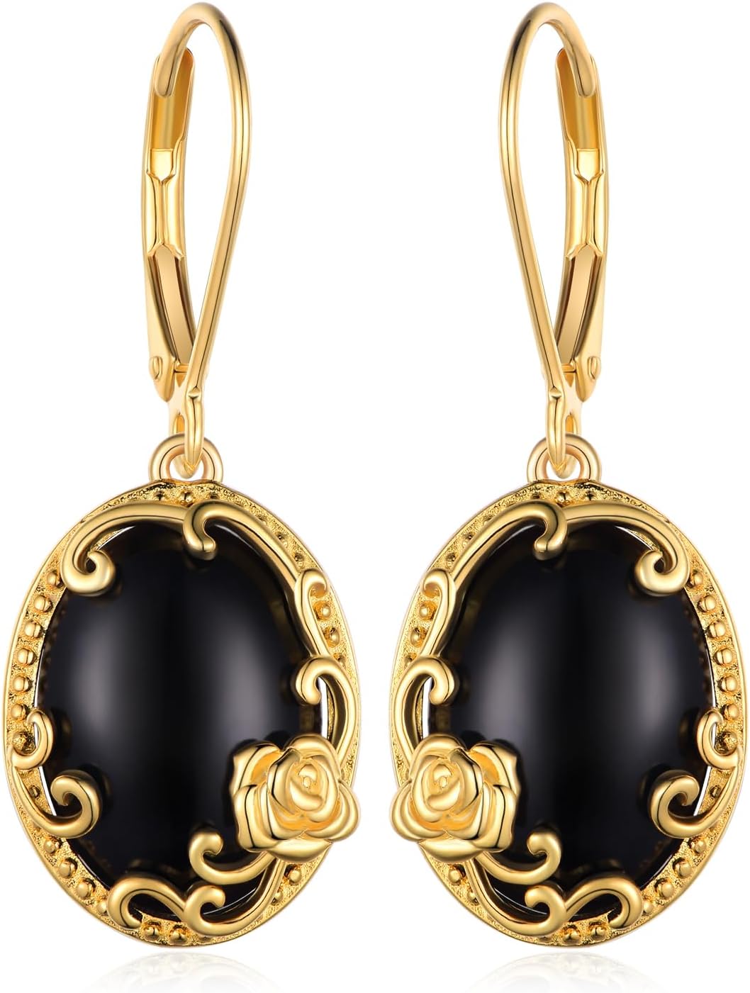 Black Onyx Earrings for Women 925 Sterling Silver Onyx Filigree Earrings Black Onyx Jewelry
