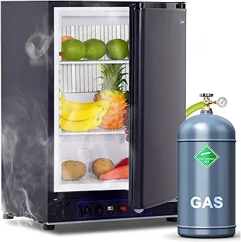 SMETA RV Propane Refrigerator 3 Way Gas 12v Compact Fridge without Freezer Gas/12V/110V for Truck Outdoor Off Grid Caravan Motorhome Cabin Boat Camping Refrigerators 2.1 Cu.Ft, Black