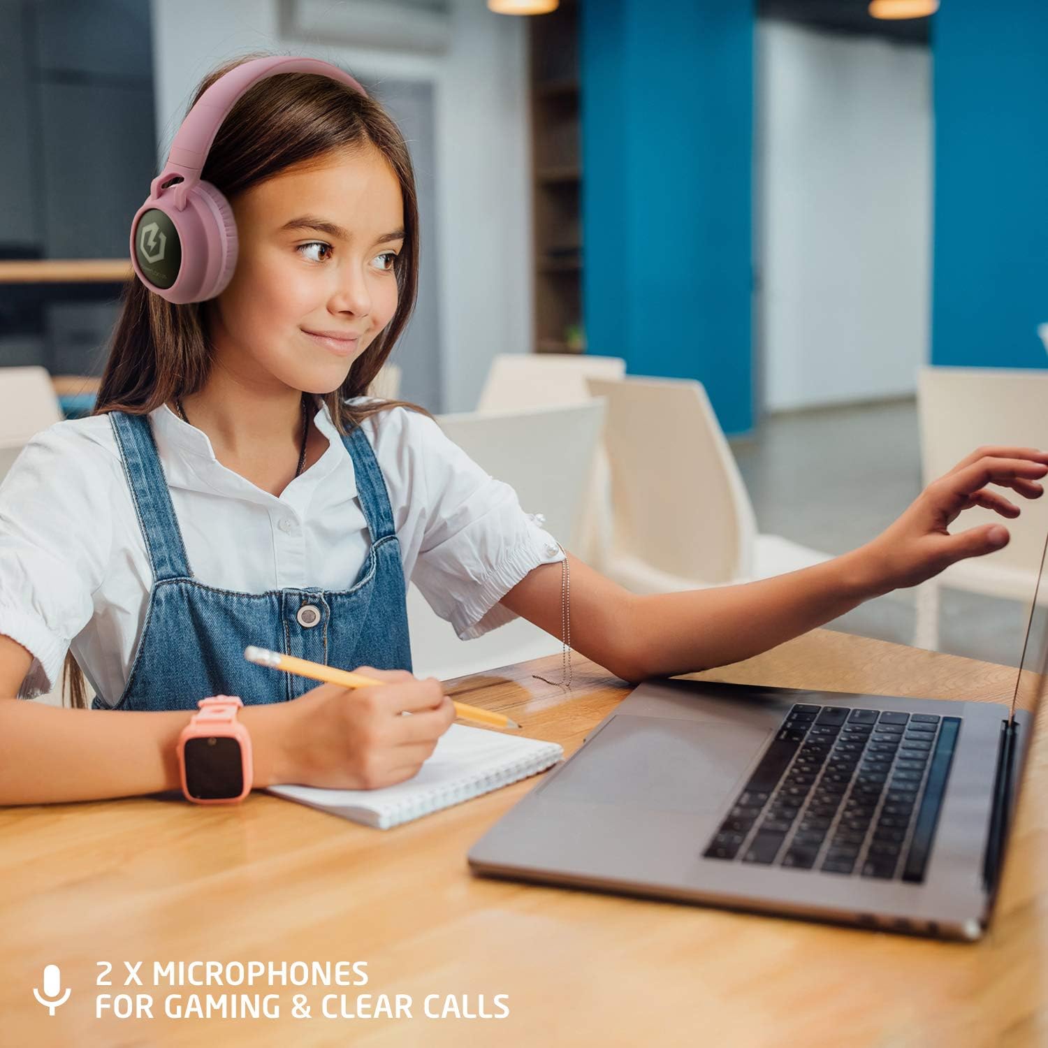 PowerLocus Kids Headphones Wireless, Bluetooth Headphones for Kids Over Ear, LED Lights, 85dB Safe Volume Limit, Foldable, Micro SD Mode, Built-in and Line-in Microphone for Phones,Tablets,Laptop