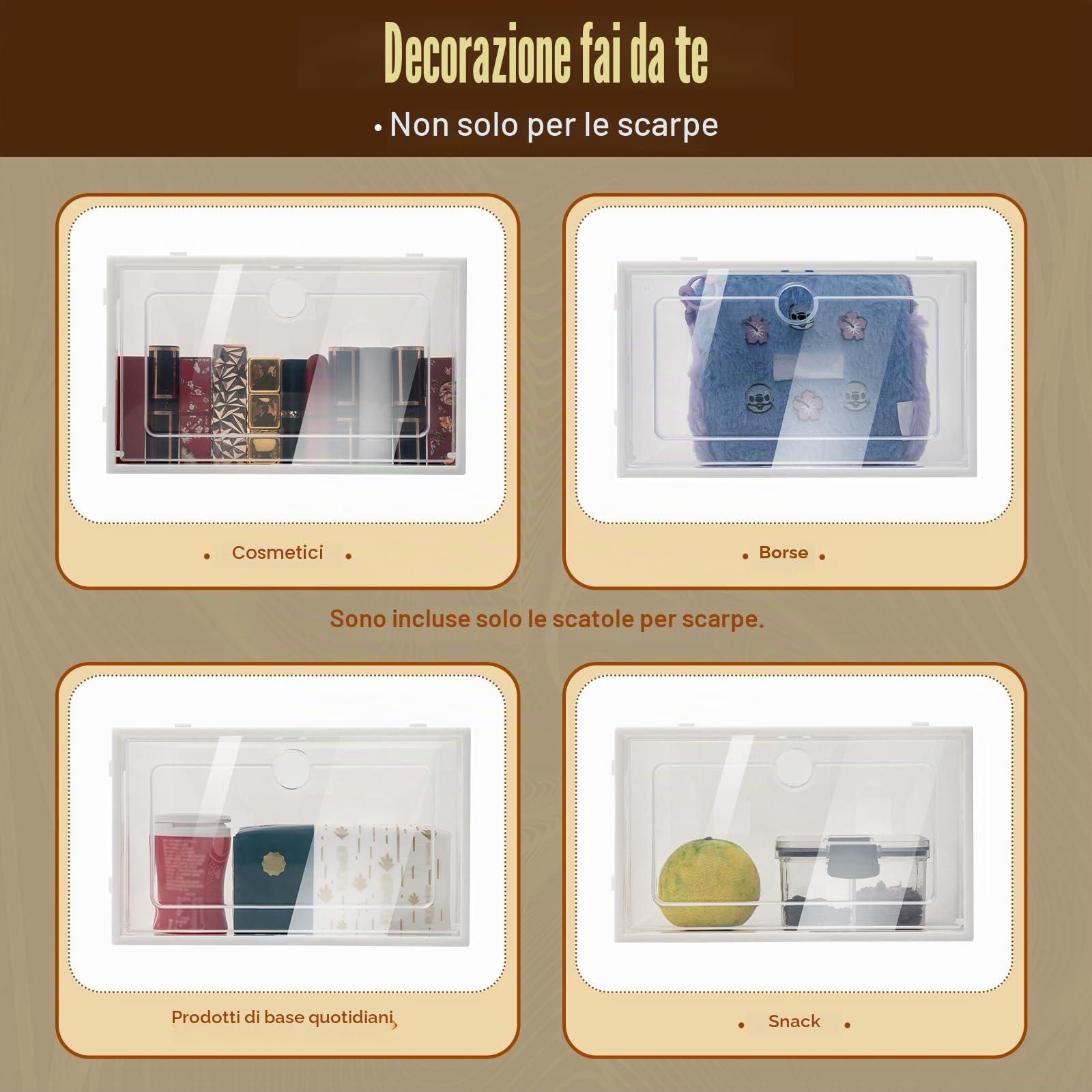 20/24 scatole trasparenti pieghevoli per scarpe, impilabili, 33 x 23 x 14 cm (24)