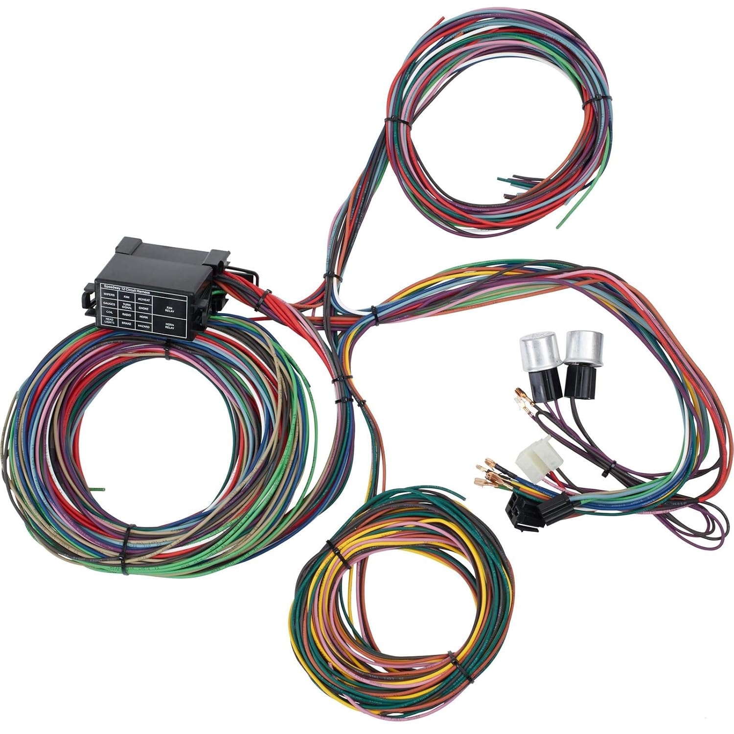 12-Circuit Mini-Fuse Universal Hot Rod Wiring Harness Kit: Perfect for DIY Builders, Custom Vehicles & Restorations, for 1968-96 GM Tilt Columns, Modern Blade-Style Fuses, GXL Insulated Copper Wiring