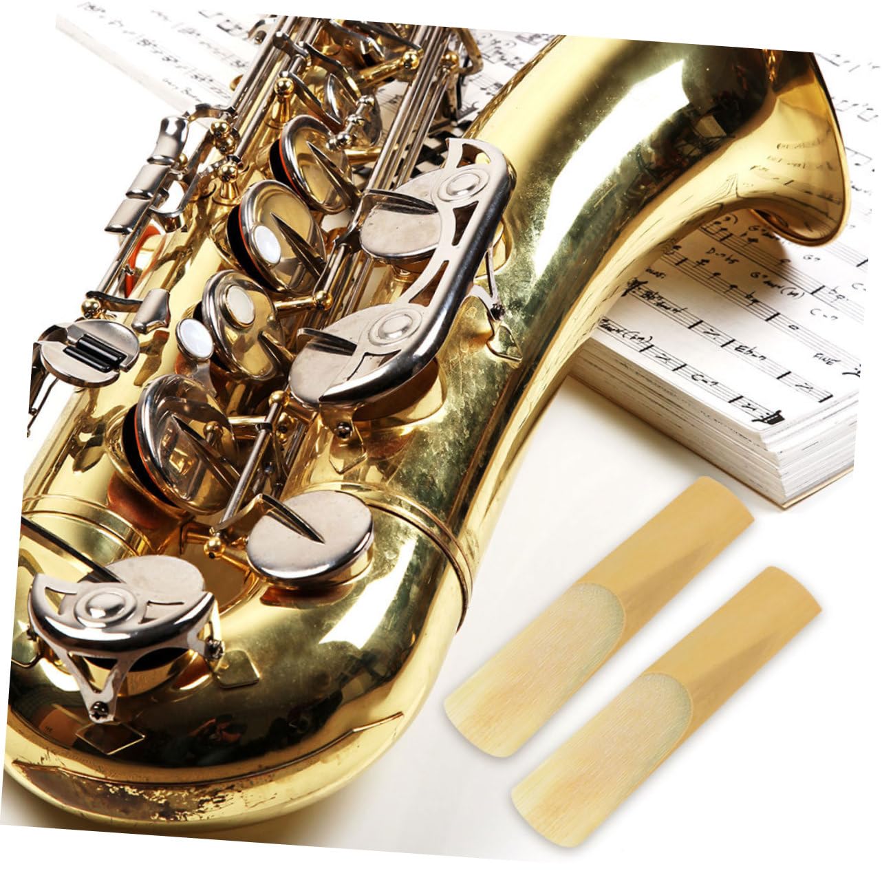 BESTonZON 60 Pz Ancia Per Sassofono Ancia Per Sax Da Sostituire Accessori Per Strumenti Musicali Sostituzione Ance Sassofono Ance Per Tenore, 2,5 Kit Sax Yellow Canna