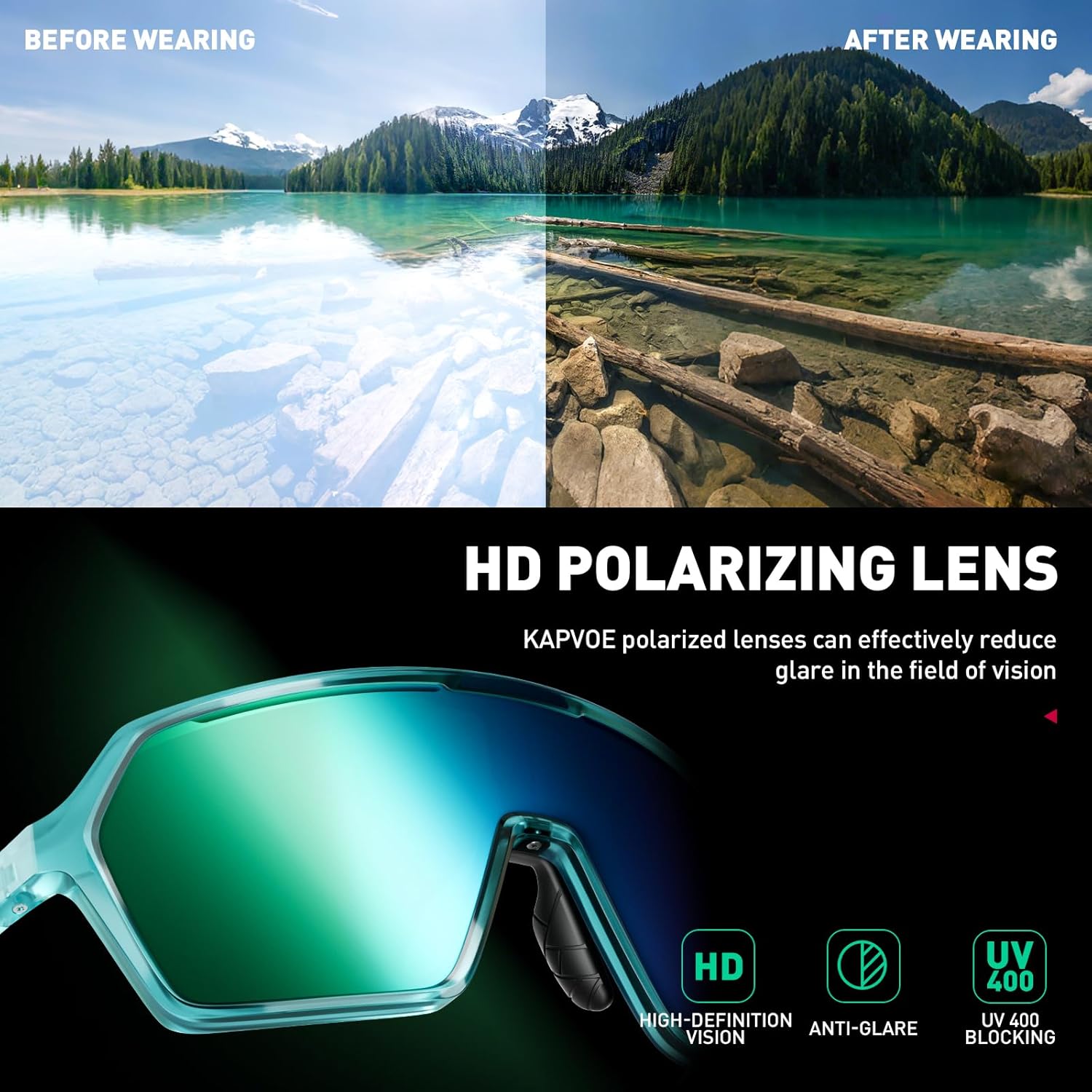 SCVCN Photochromic Cycling Glasses Sports Sunglasses Men Women Clear Bicycle MTB UV400 Protection Running Mountain Bike Baseball Biking Goggles Riding BMX Fishing Riding Golf Driving Softball 09