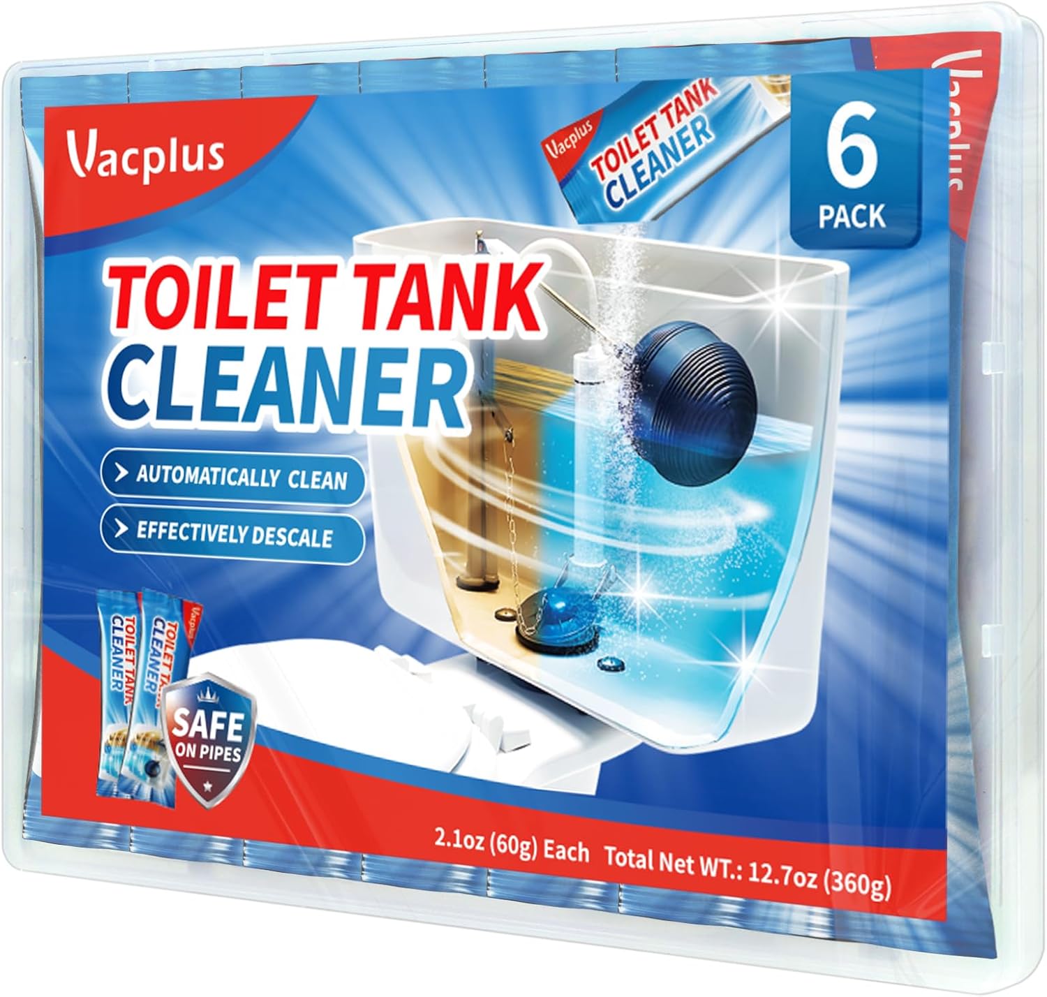 Vacplus Toilet Tank Cleaner, 6 Pack, Automatic Toilet Descaler, Toilet Mold Remover, Toilet Bowl Cleaners Remove Rust