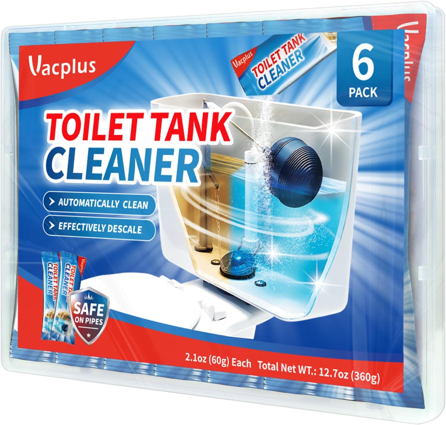 Toilet Tank Cleaner - 6 Pack Automatic Descaler Tablets, Powerful Mold & Rust Remover, Long-Lasting Bowl Cleaning Solution