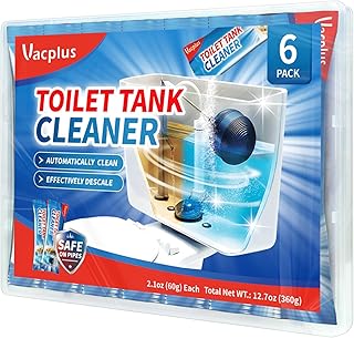 Vacplus Toilet Tank Cleaner - 6 Pack Automatic Descaler Tablets, Powerful Mold & Rust Remover, Long-Lasting Bowl Cleaning Solution