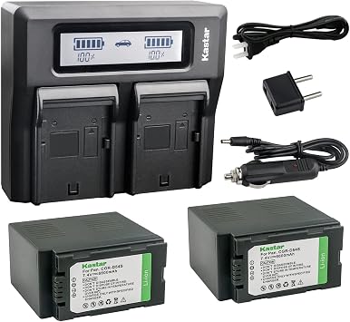 Kastar Fast Dual LCD Charger + 2X Battery for Panasonic CGA-D54 VW-VBD55 and AG-DVX102 AG-HPX170 AG-HPX250 AG-HPX255 AG-HVX200 AJ-PCS060G NV-MX5 NV-MX350 NV-MX500 NV-MX1000 NV-MX2500 NV-MX5000