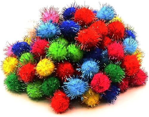 Sicraft - 50 pompones de oropel con purpurina para manualidades, decoración de fiestas, gatos (1.18 pulgadas, 50 unidades)