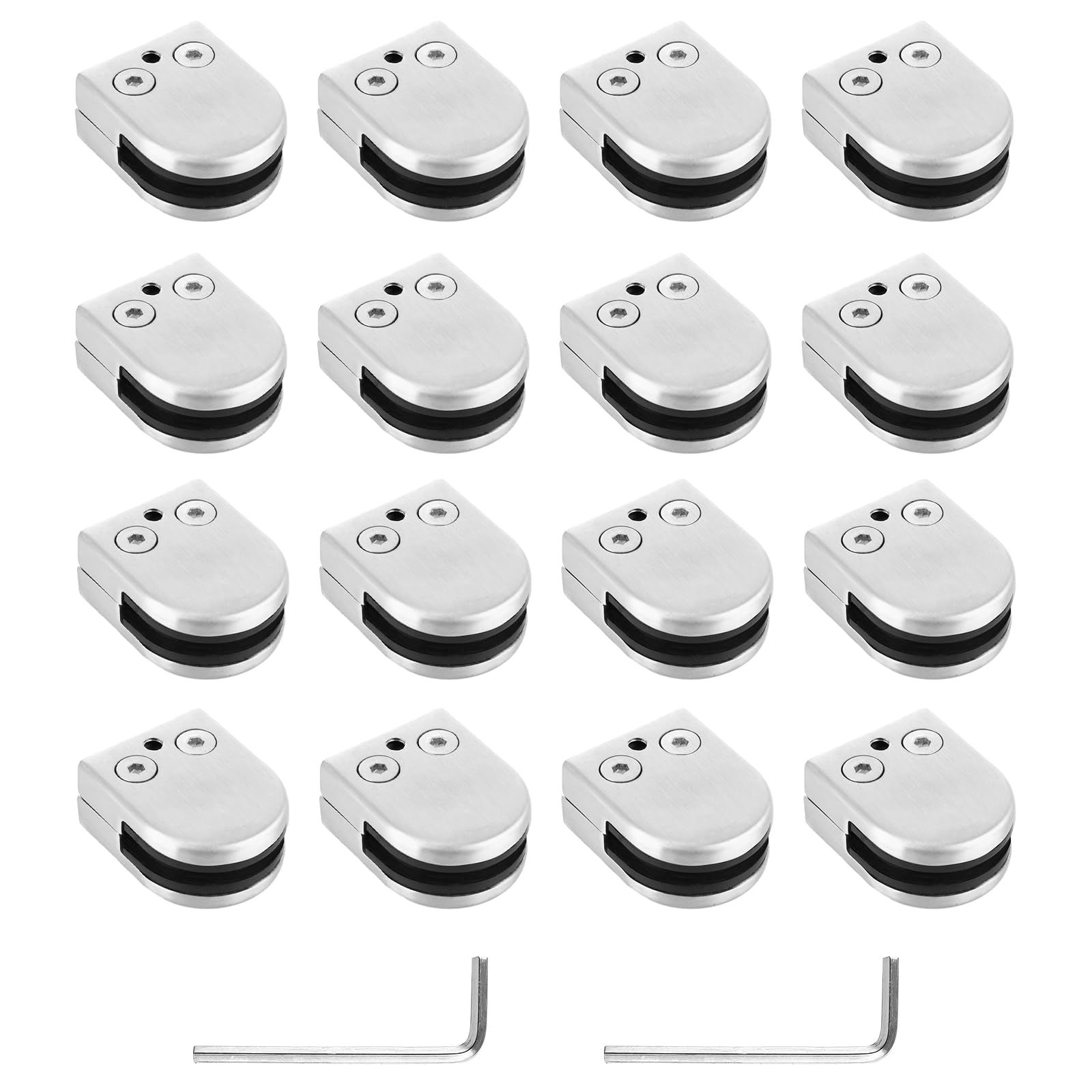 LOLYSIC 16Pcs Glass Clamps, 8mm - 10mm Glass Balustrade Clamps, Adjustable 304 Stainless Steel Glasses Brackets for Balustrade Staircase Panel