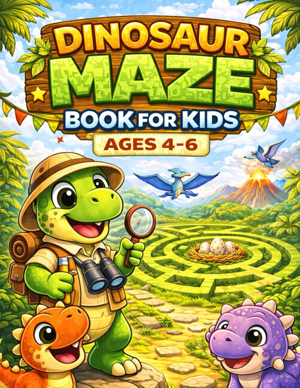 Dinosaur Maze Book for Kids Ages 4-6: 100 Fun and Easy Mazes: Preschool & Kindergarten Dino Activity Book with Progressive Mazes – Build Skills from Beginner Dino Explorer to Mega Dino Champion!