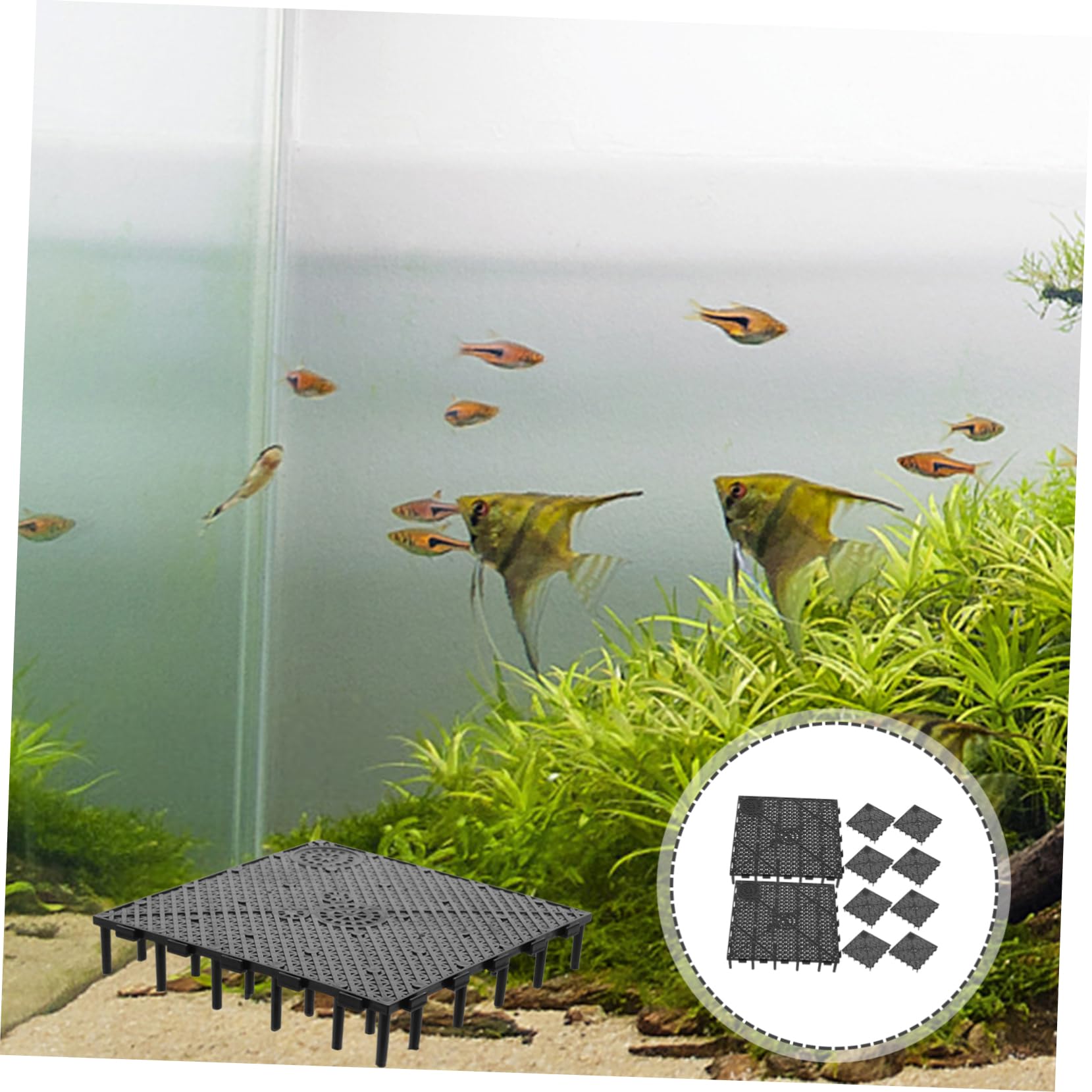 Kisangel Aquarium Bodenplatte PVC 10er Pack Unterkies Aquarium Zubehör Schwarz Fragging Ready